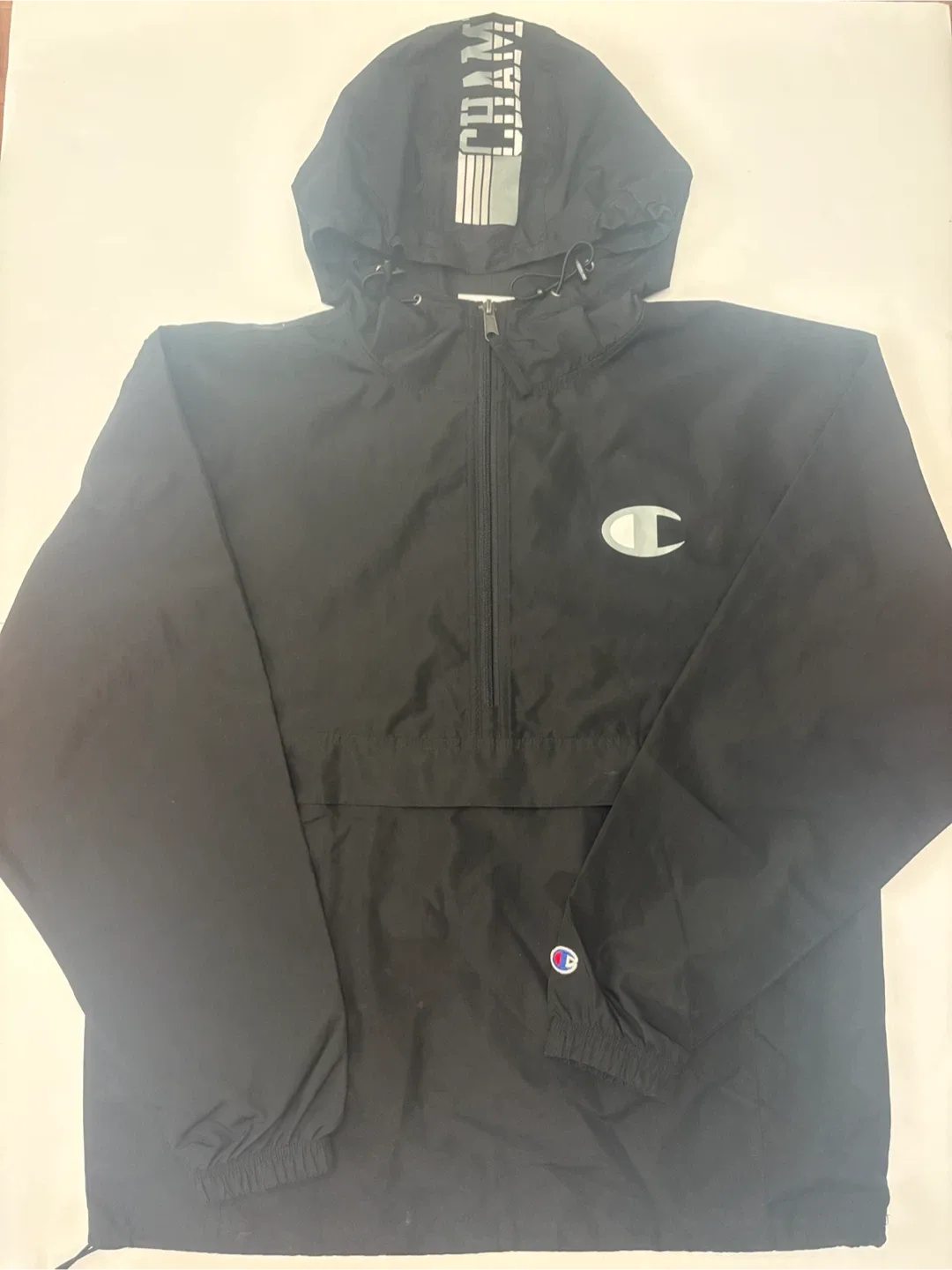 Champion Black Windbreaker Jacket - Size M