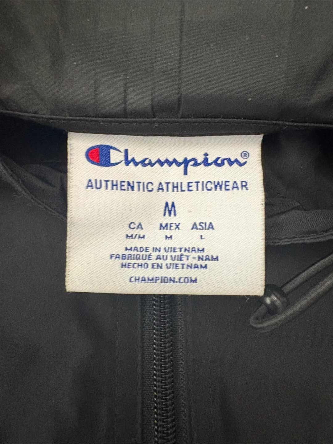Champion Black Windbreaker Jacket - Size M - photo 2