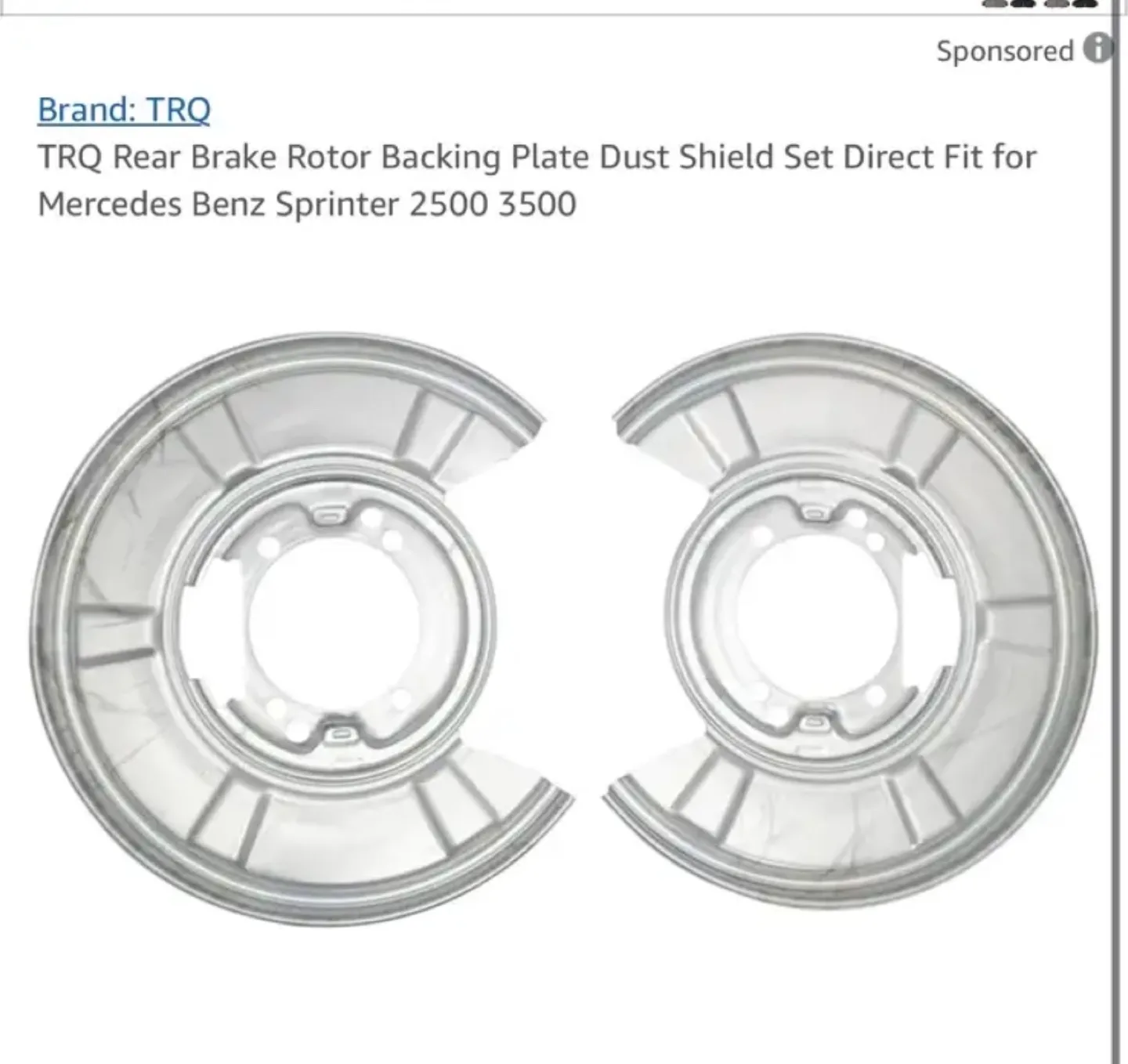 Brake Dust Shield Sprinter Van thumbnail