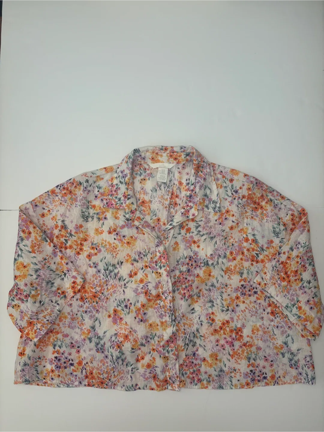H&M Floral Linen Blend Blouse - Size M
