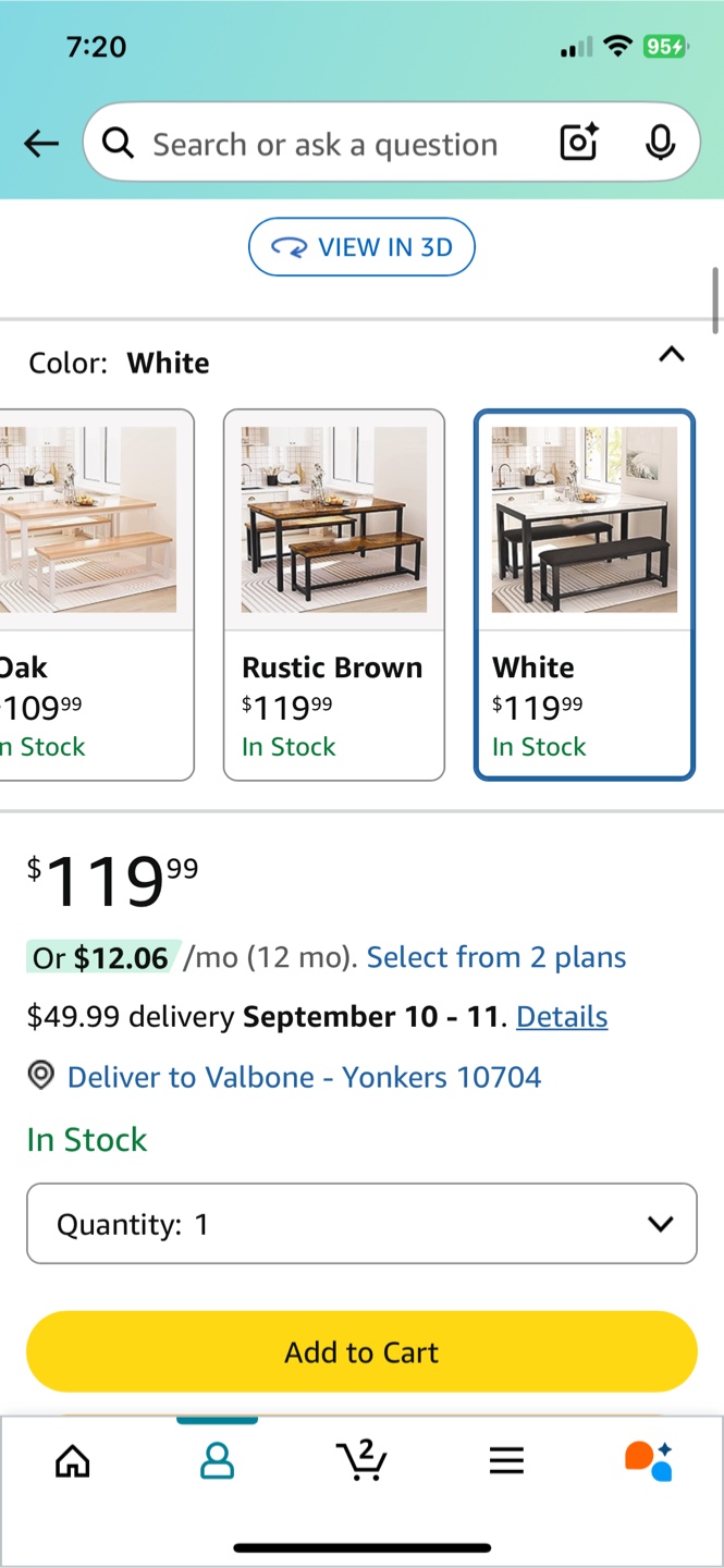 LinkRomat Dining Table Set with 2 Benches - White - photo 2