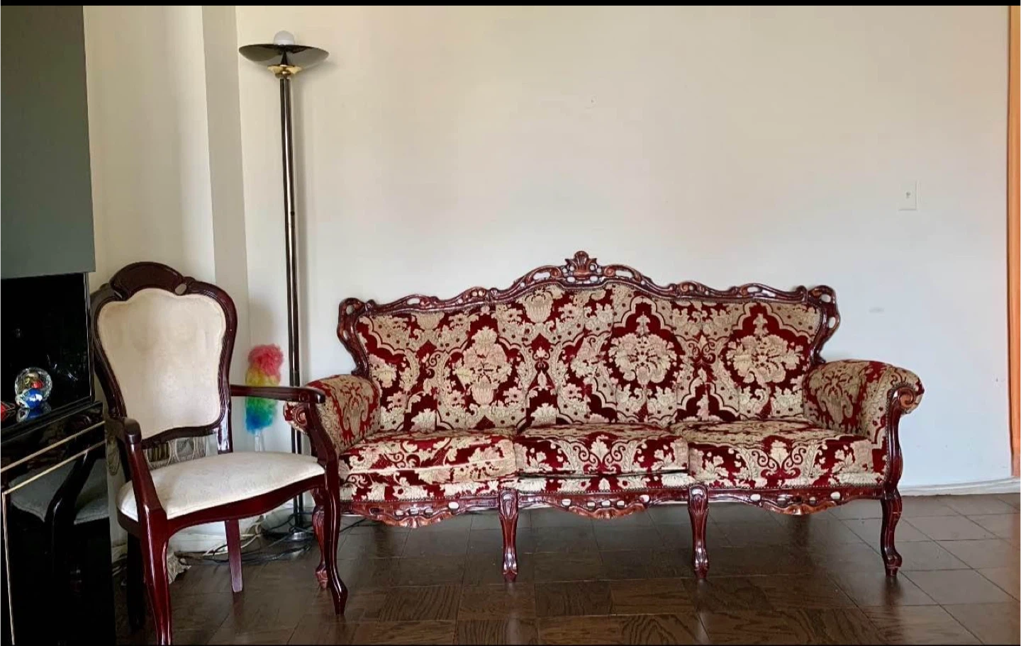 Vintage Style Red Floral Sofa - photo 3