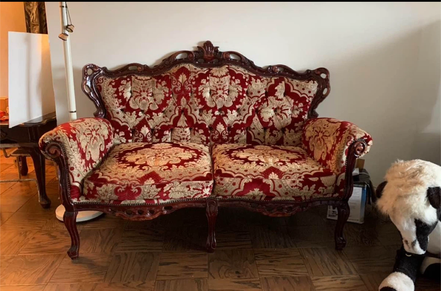 Vintage Style Red Floral Sofa - photo 4