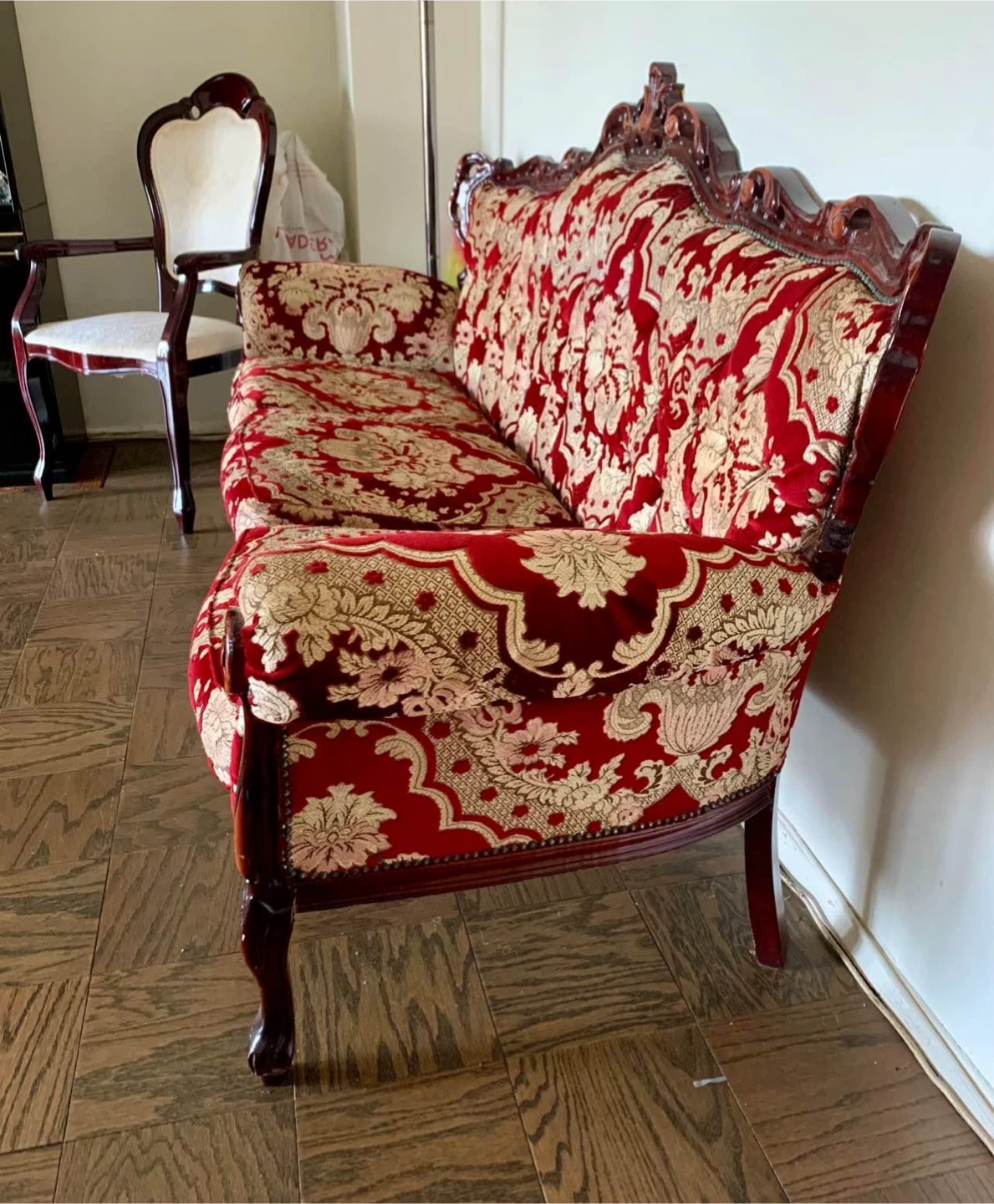 Vintage Style Red Floral Sofa - photo 2