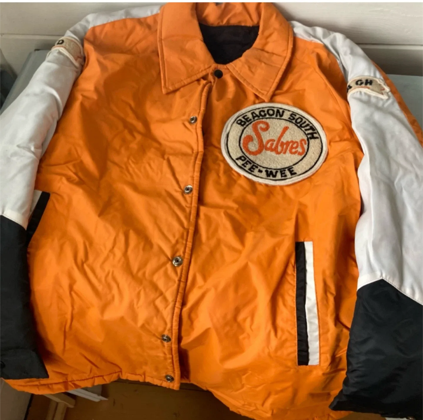 insulated vintage hockey coach jacket thumbnail