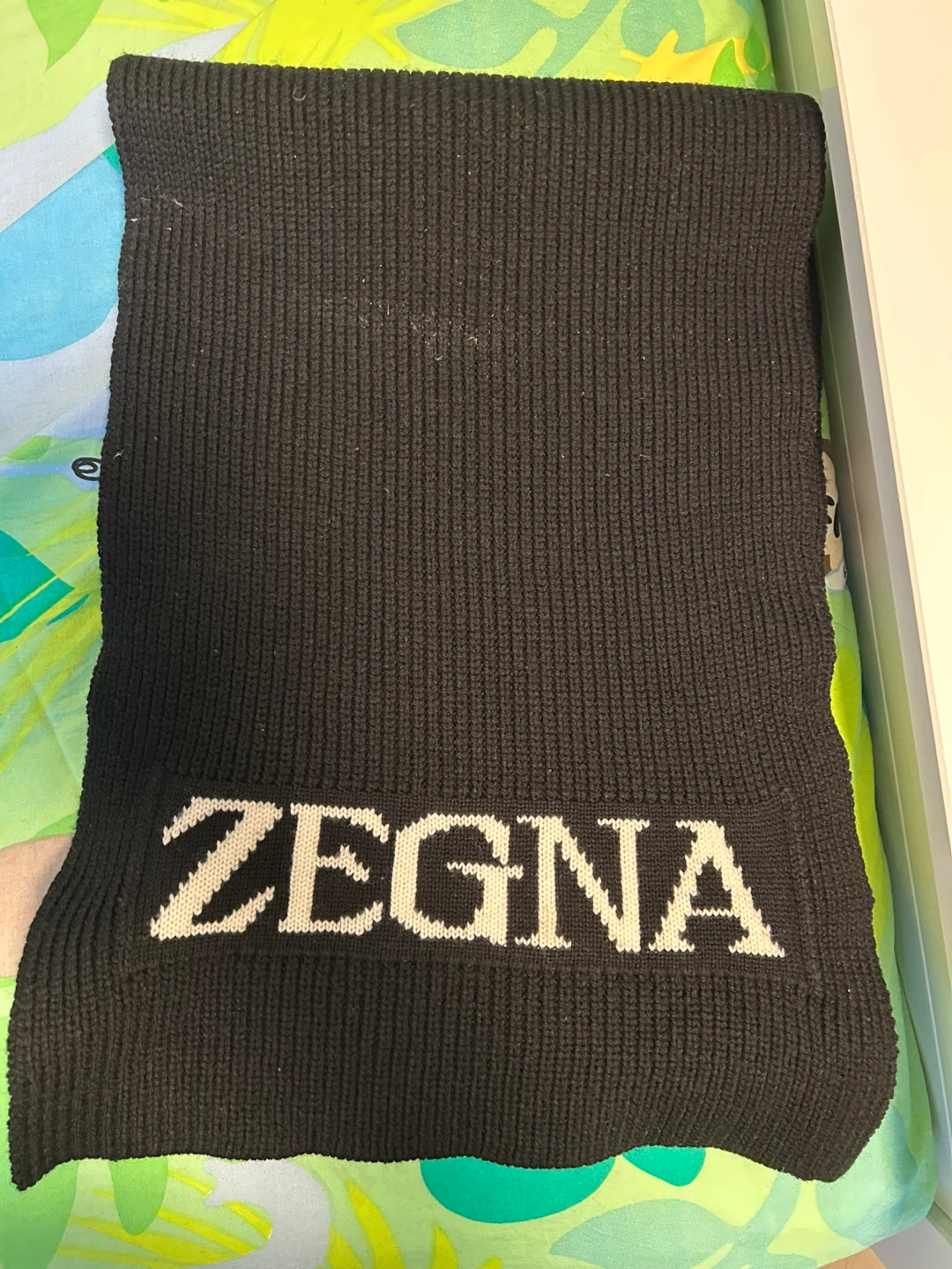 Zegna Black Logo Intarsia Scarf - photo 2