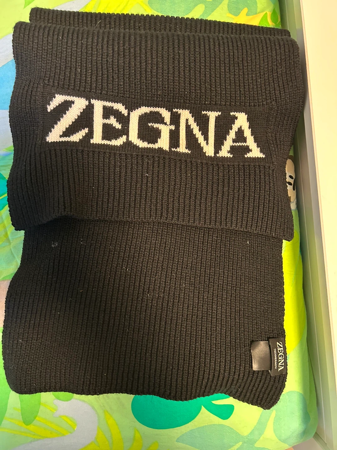 Zegna Black Logo Intarsia Scarf - photo 3