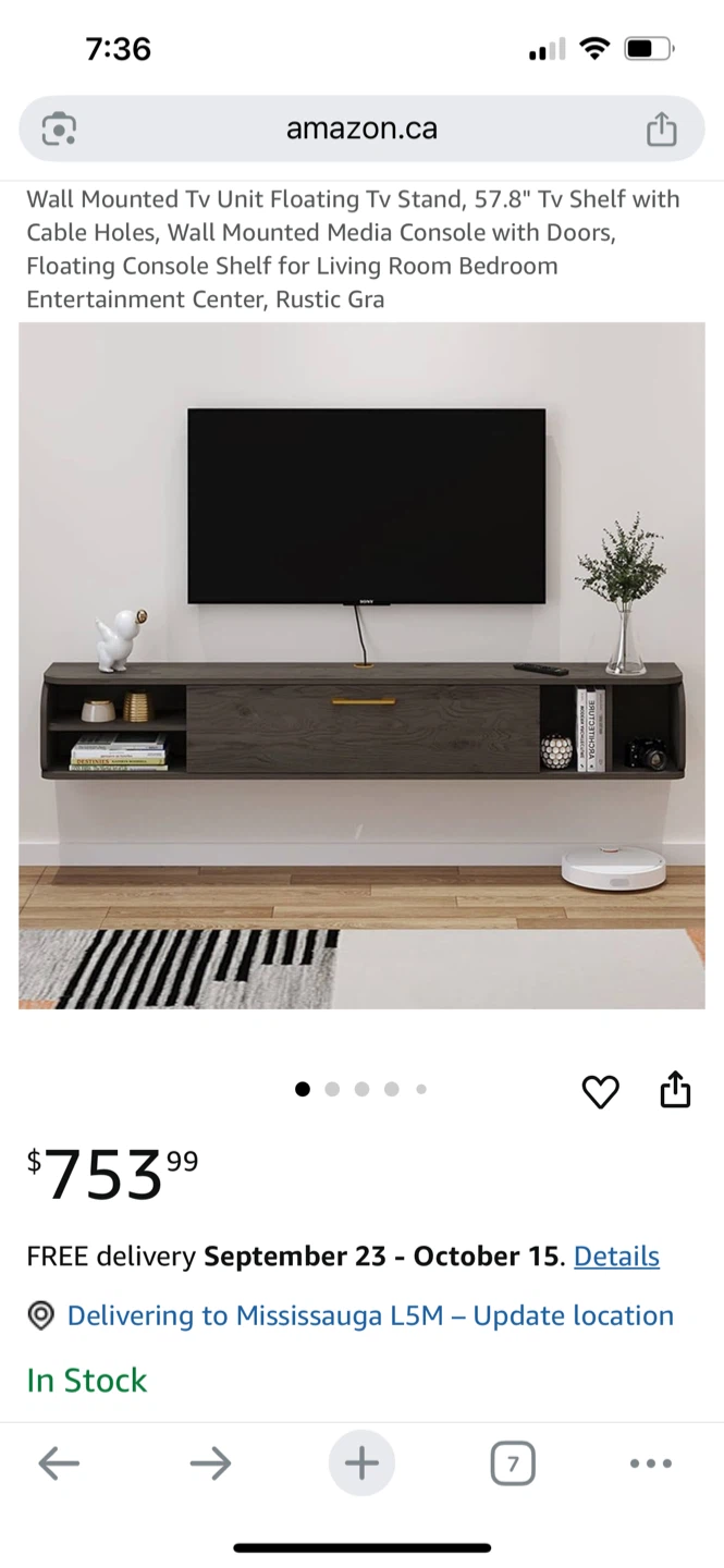 Wall Mounted Floating TV Stand - Rustic Gray - photo 2