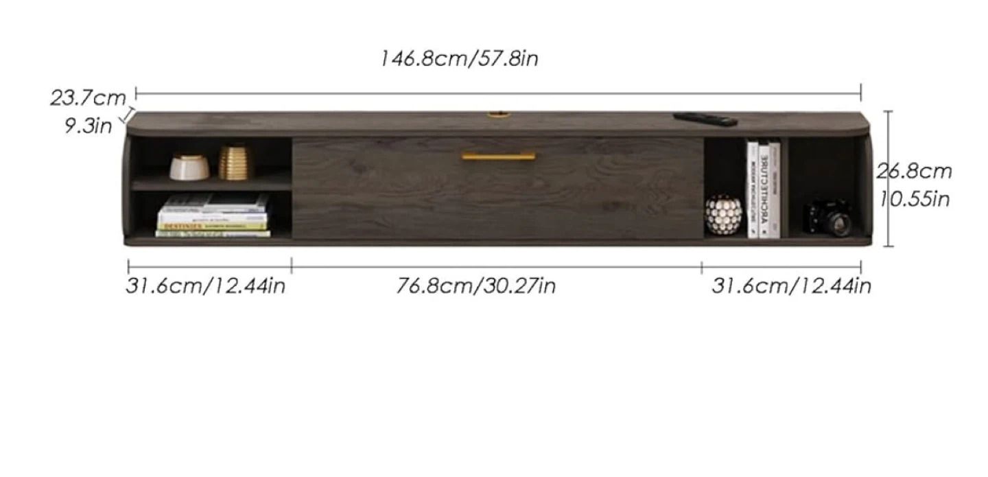 Wall Mounted Floating TV Stand - Rustic Gray - photo 3