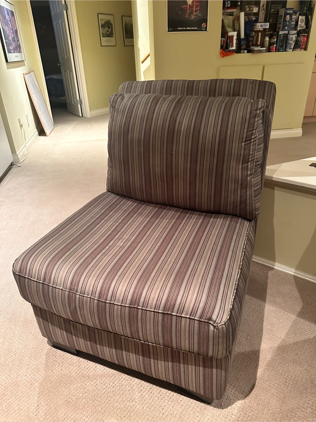 Striped Armless Accent Chair - Set of 2