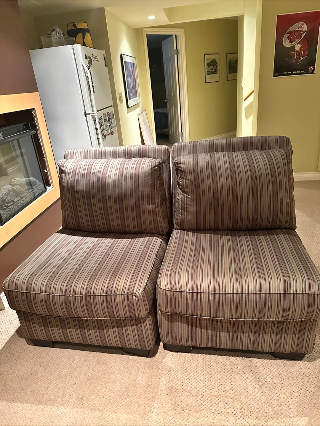 Striped Armless Accent Chair - Set of 2 - photo 2