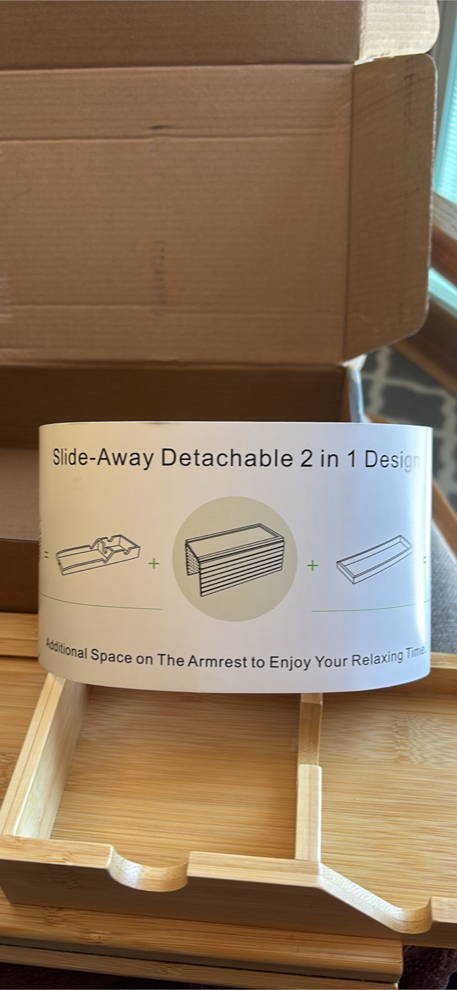 Bamboo Sofa Arm Tray Table with Cup Holder - photo 5