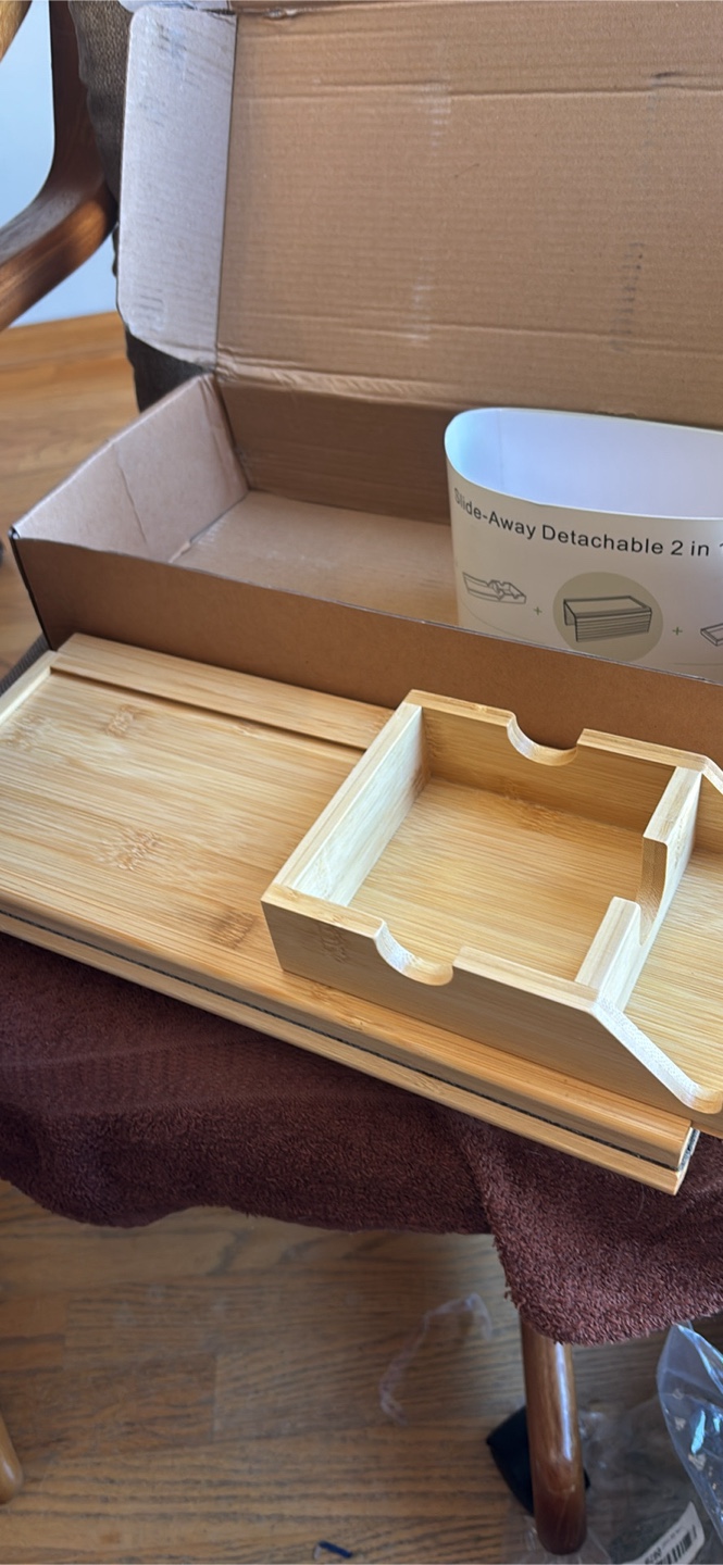 Bamboo Sofa Arm Tray Table with Cup Holder - photo 2