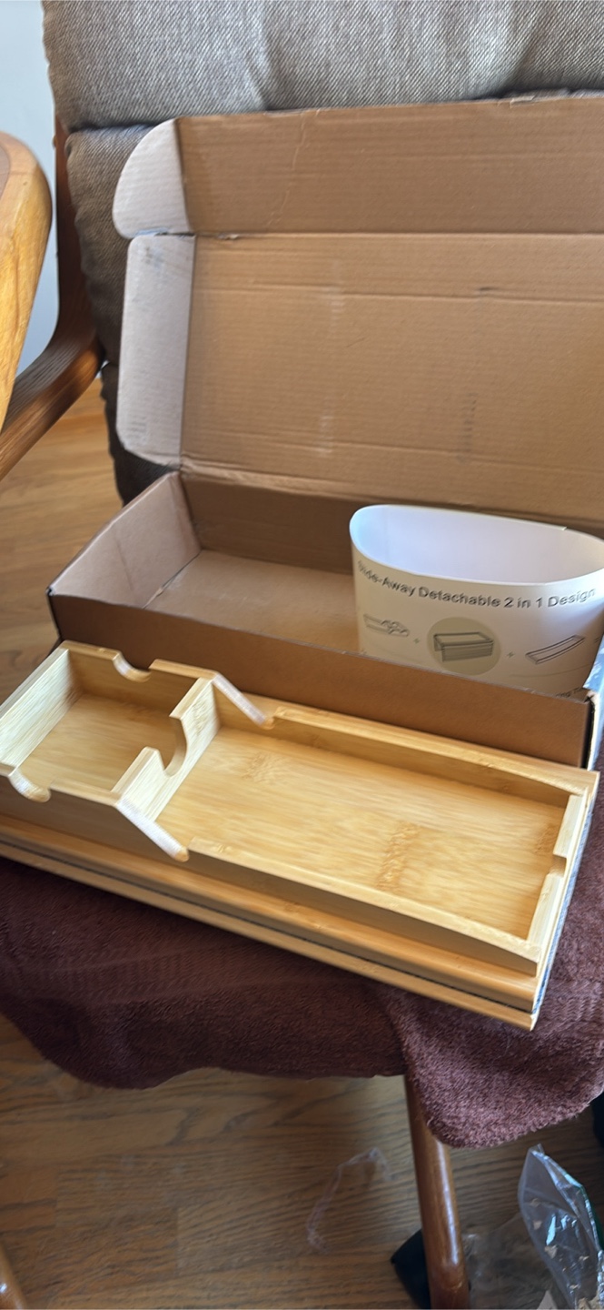 Bamboo Sofa Arm Tray Table with Cup Holder