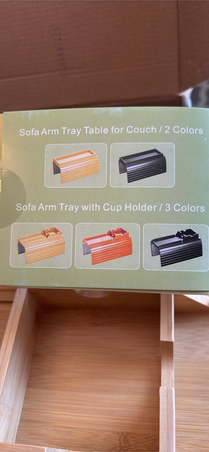 Bamboo Sofa Arm Tray Table with Cup Holder - photo 3