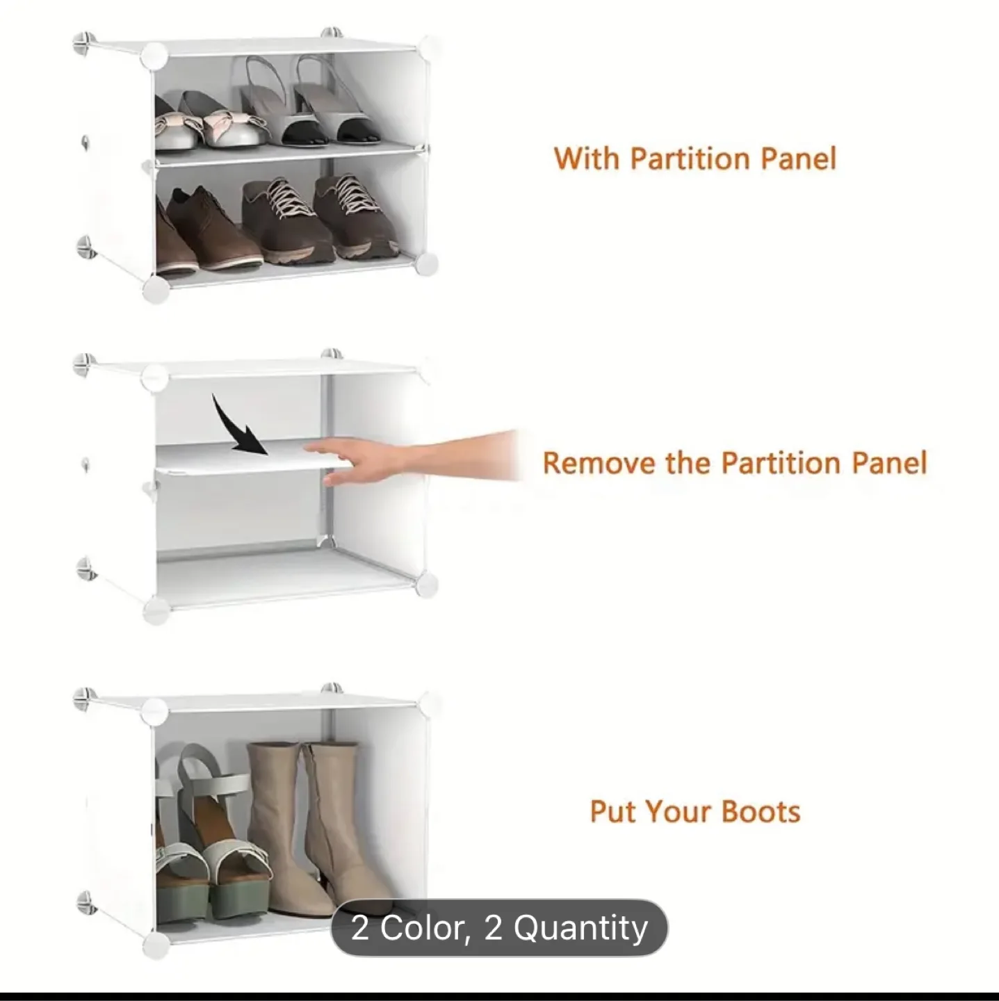 White 8-Tier Shoe Rack image indicator(3)
