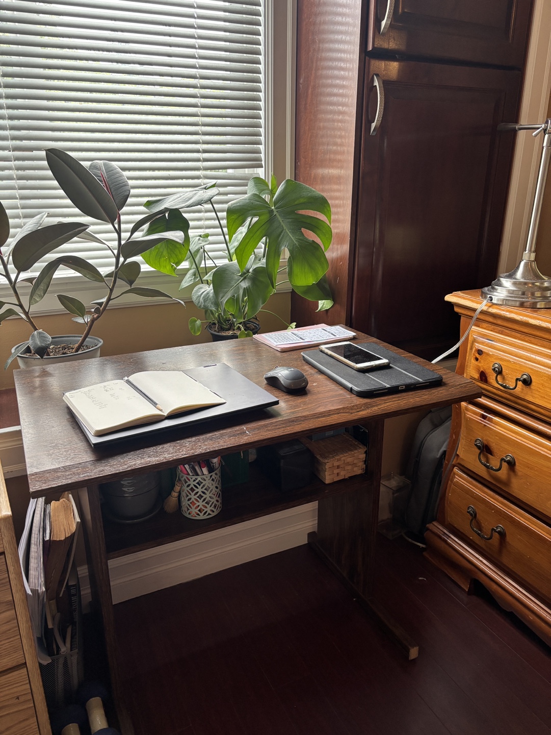 Wooden Desk with Shelf