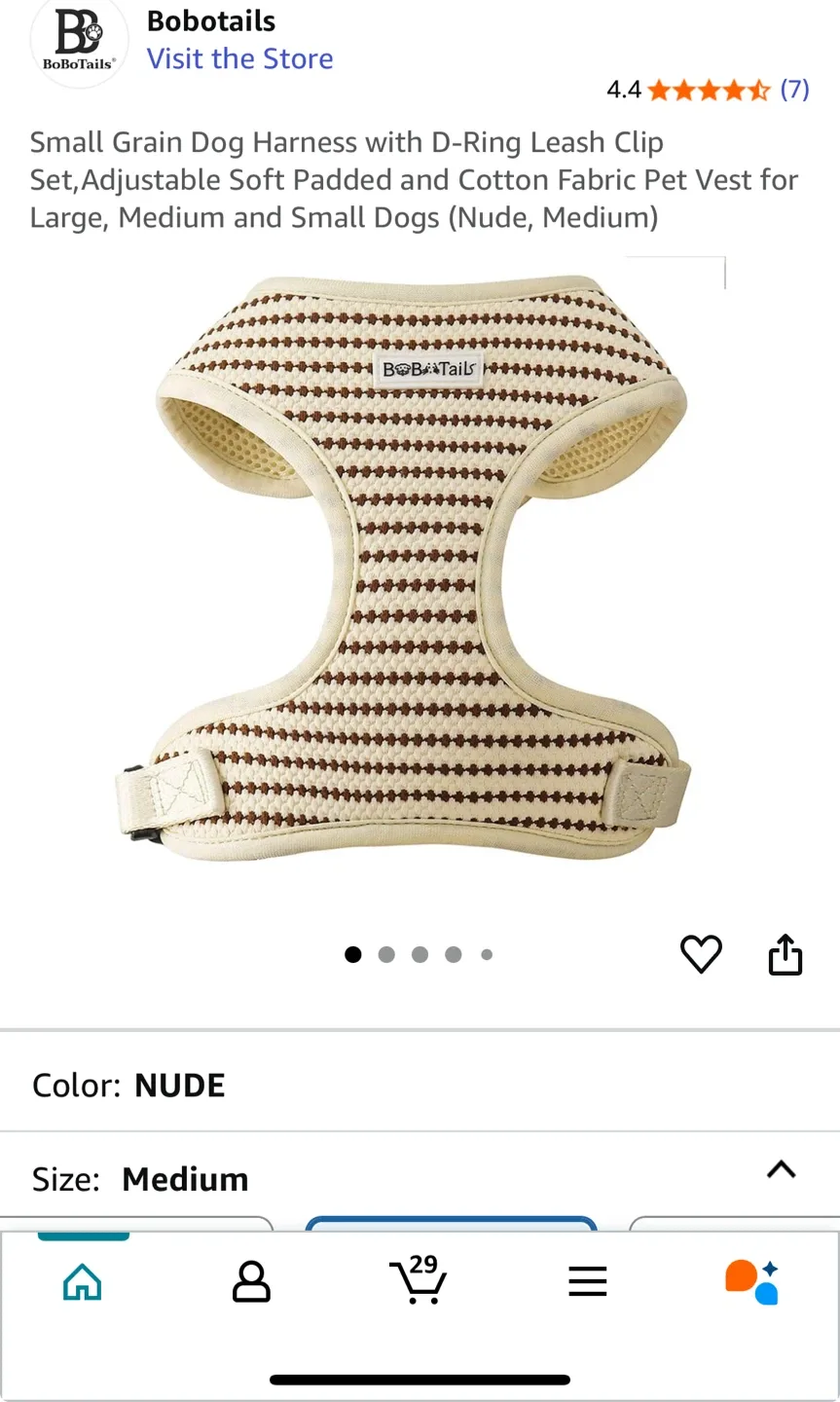 Bobotails Dog Harness - Nude, Medium image indicator(2)