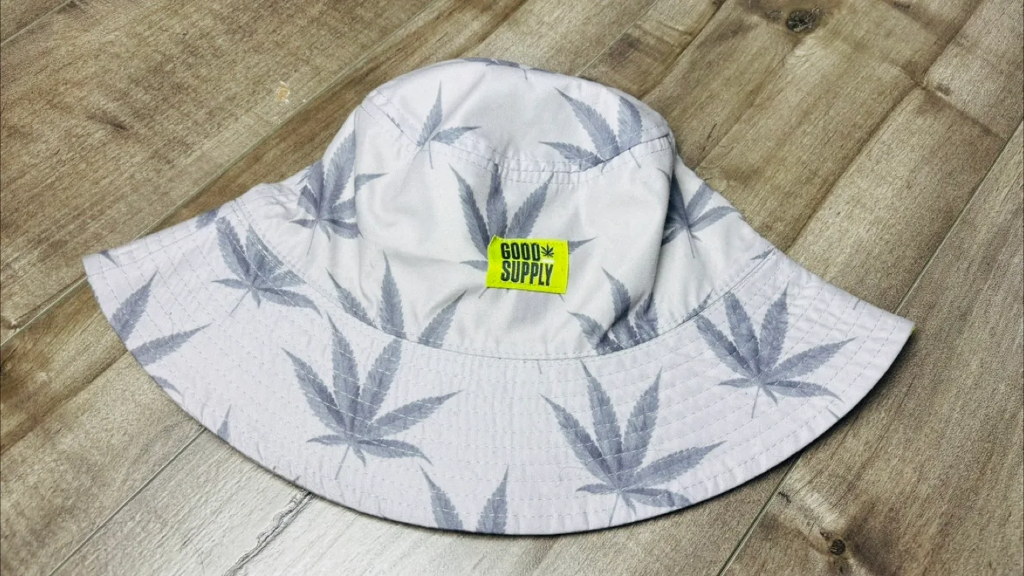 Good Supply Cannabis Leaf Print Reversible Bucket Hat thumbnail