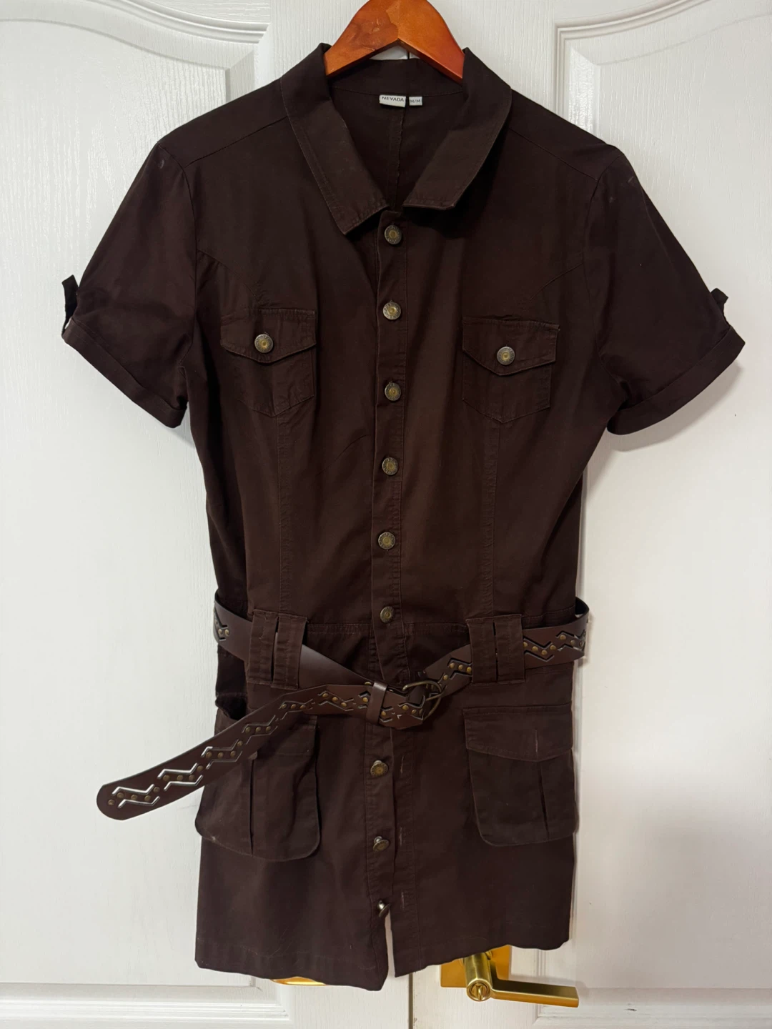 Brown belted Nevada safari dress - medium