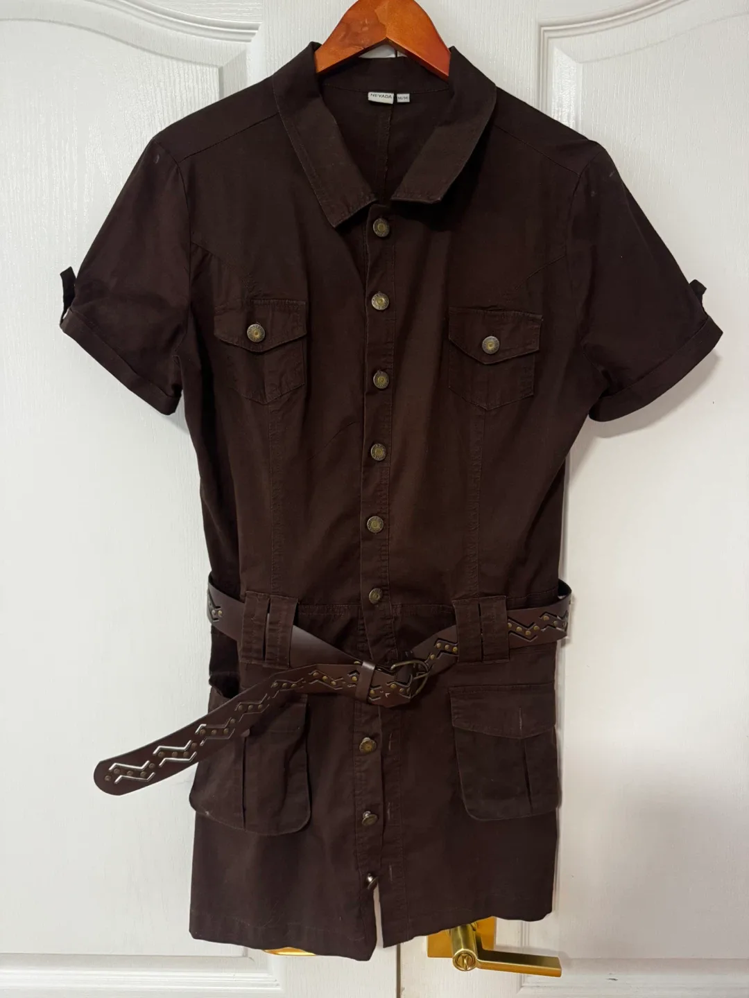 Brown belted Nevada safari dress - medium thumbnail