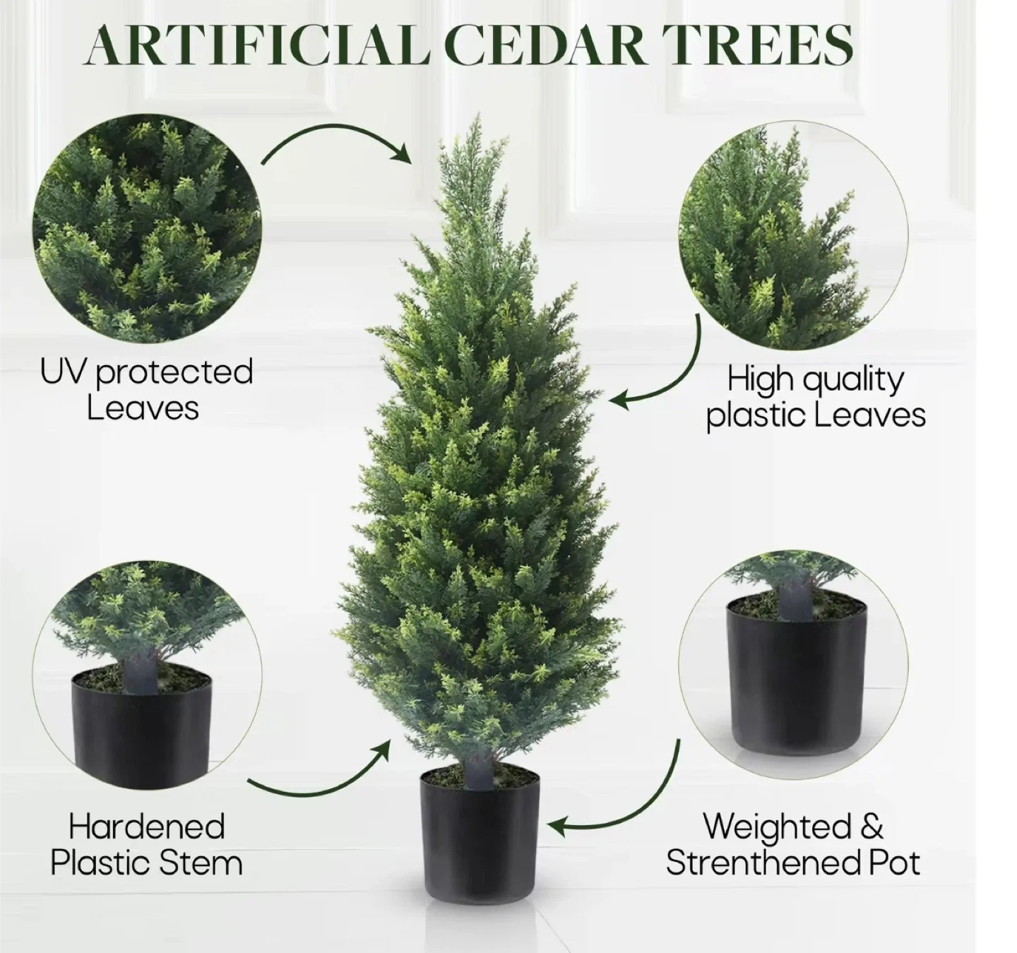 37 Inch Artificial Cedar Topiary Trees Set of 2 image indicator(2)