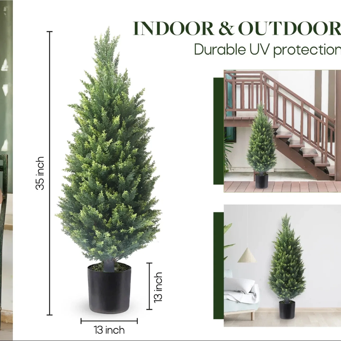 37 Inch Artificial Cedar Topiary Trees Set of 2 image indicator(4)