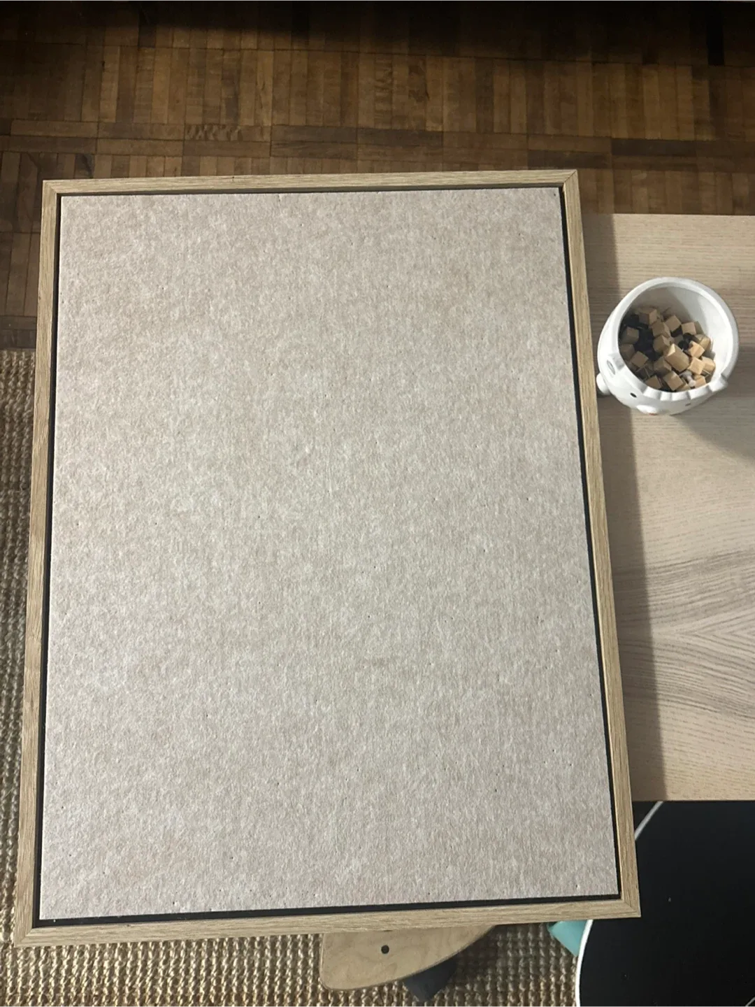 Cork board with wood frame for notes thumbnail