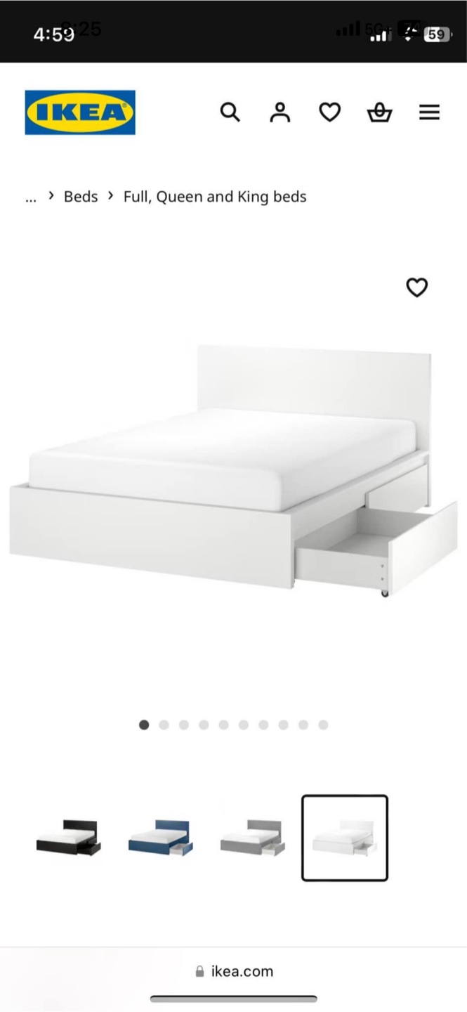 IKEA Brimnes White Bed Frame with Storage