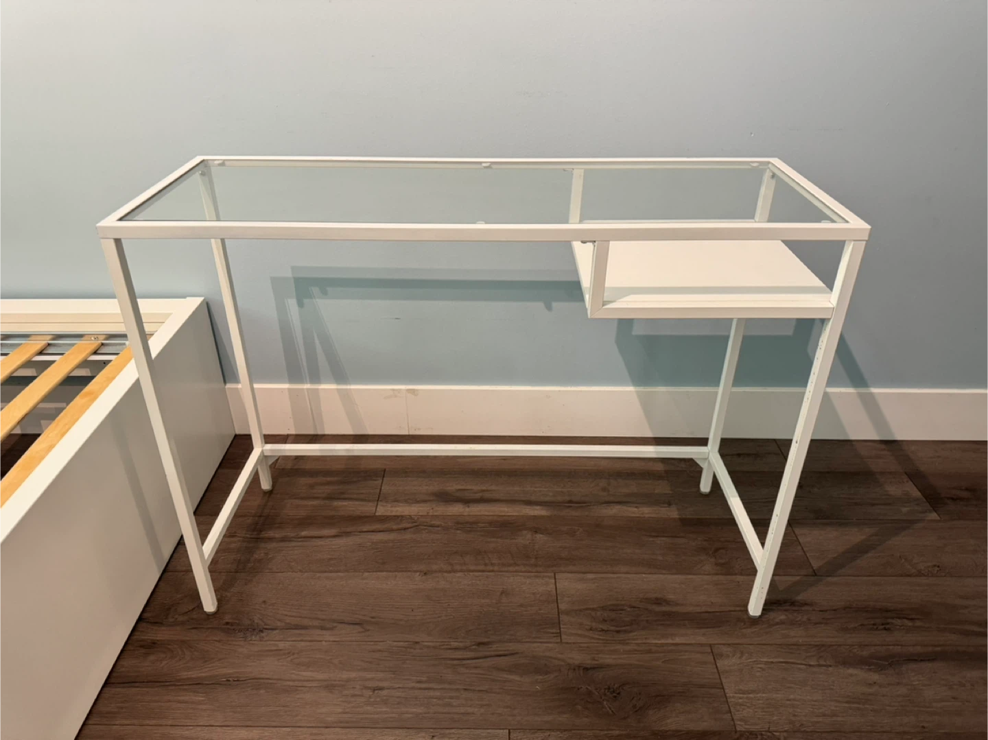 White glass desk
