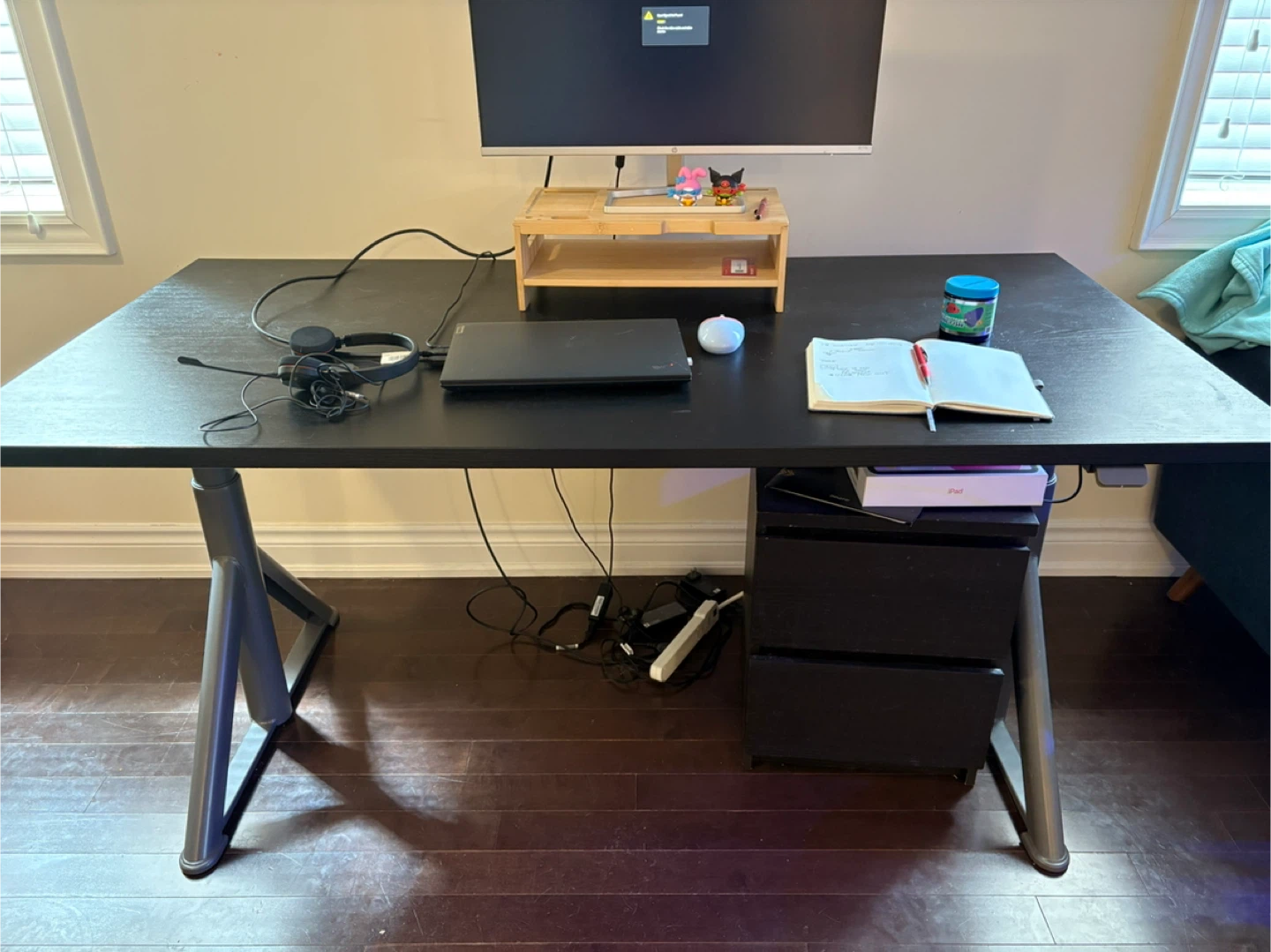 IKEA IDÅSEN Desk Sit/Stand, Black/Dark Gray, 160x80cm