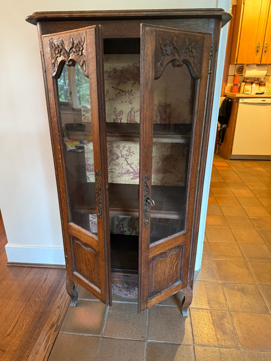 Antique Dark Wood Display Cabinet - photo 5