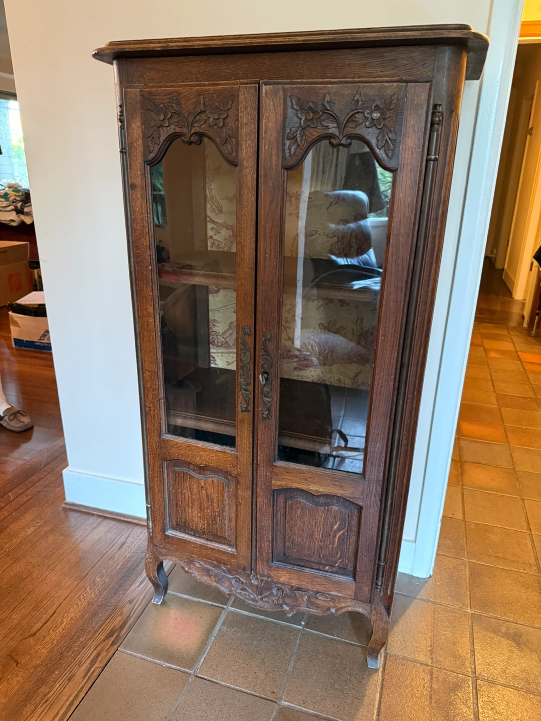 Antique Dark Wood Display Cabinet