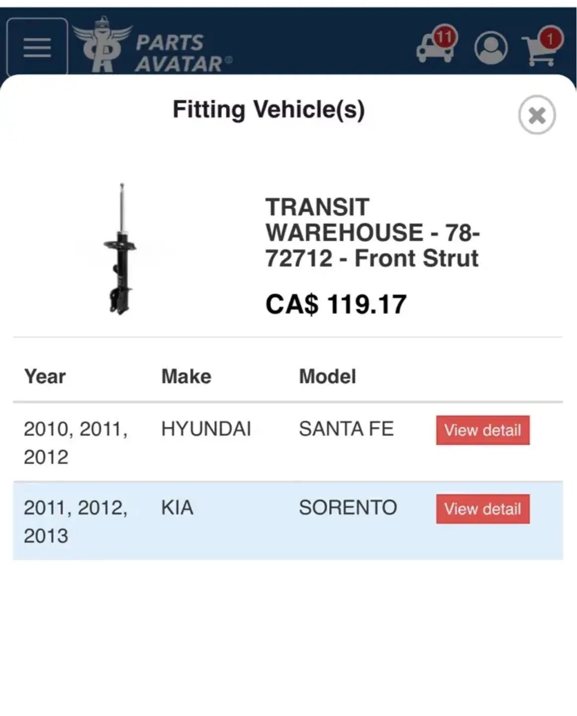 Front Right Strut Hyundai Kia image indicator(10)