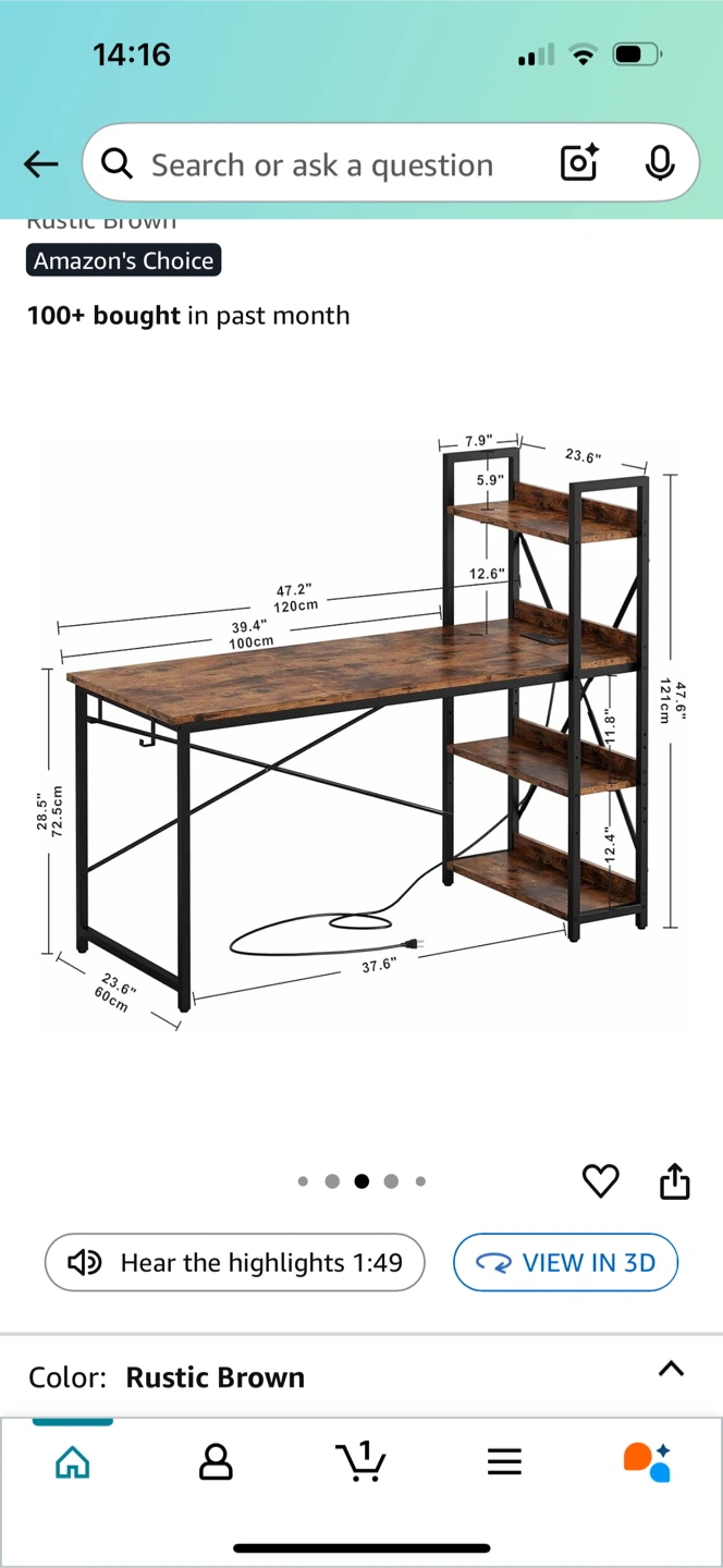 Rustic Brown L-Shaped Desk with Shelves