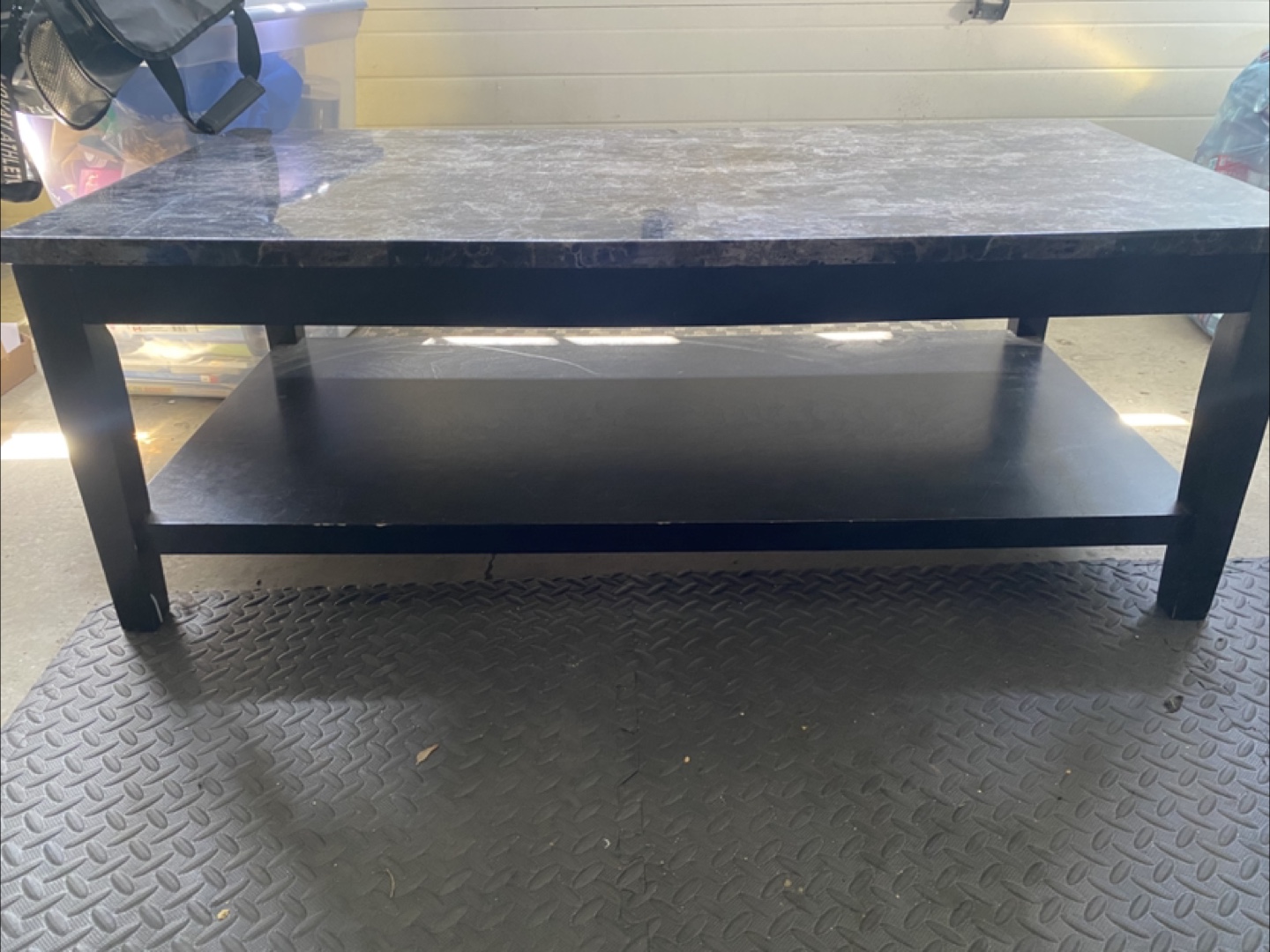 Black Coffee Table with Marble-look Top