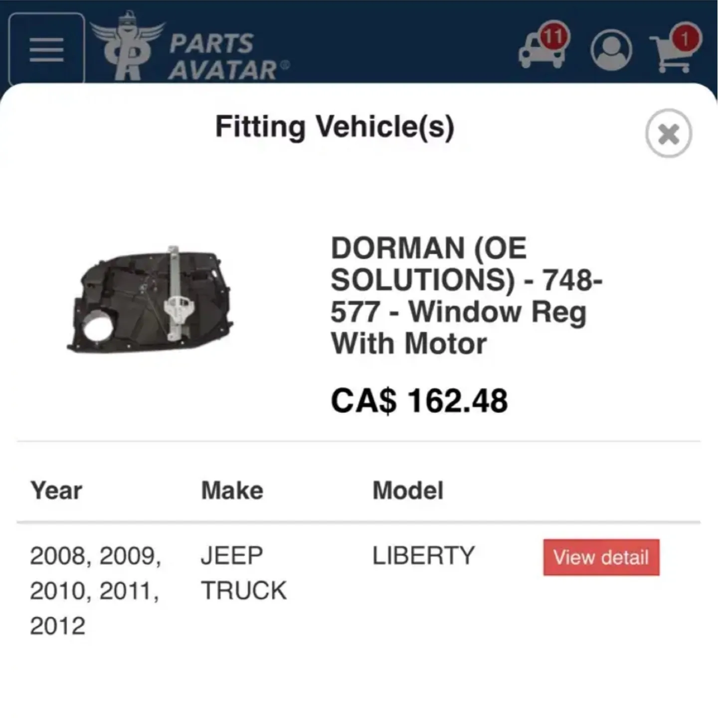 Jeep Liberty Window Regulator image indicator(10)