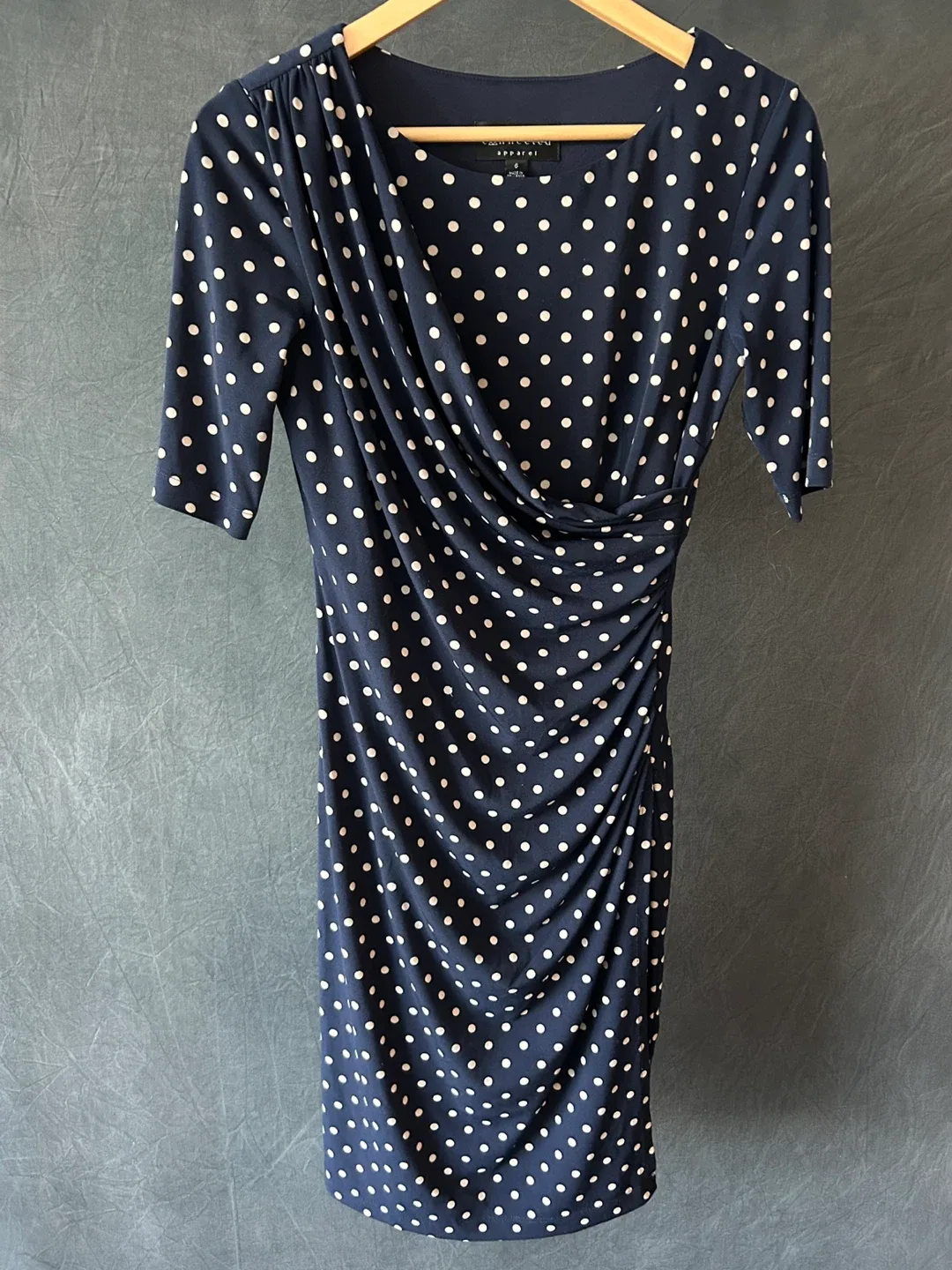 Connected Apparel Navy Polka Dot Dress - Size 6 thumbnail