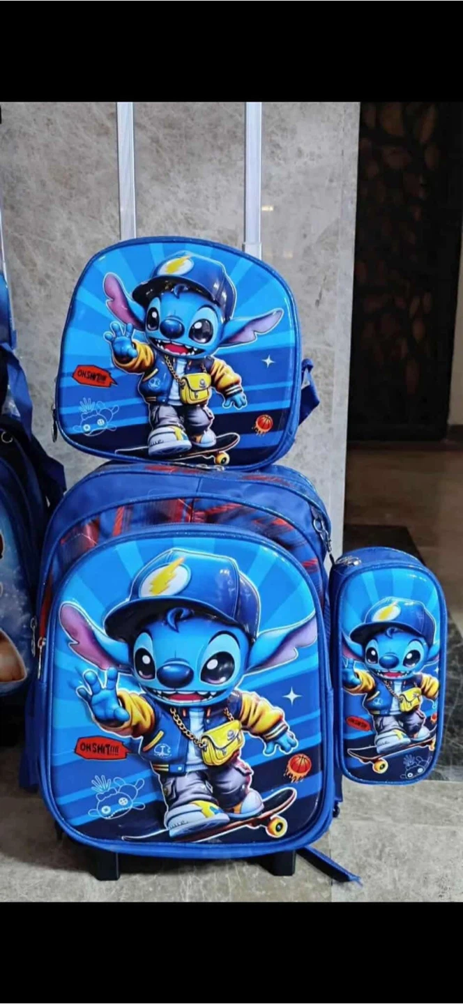 Stitch Rolling Backpack Set - 3 Pieces