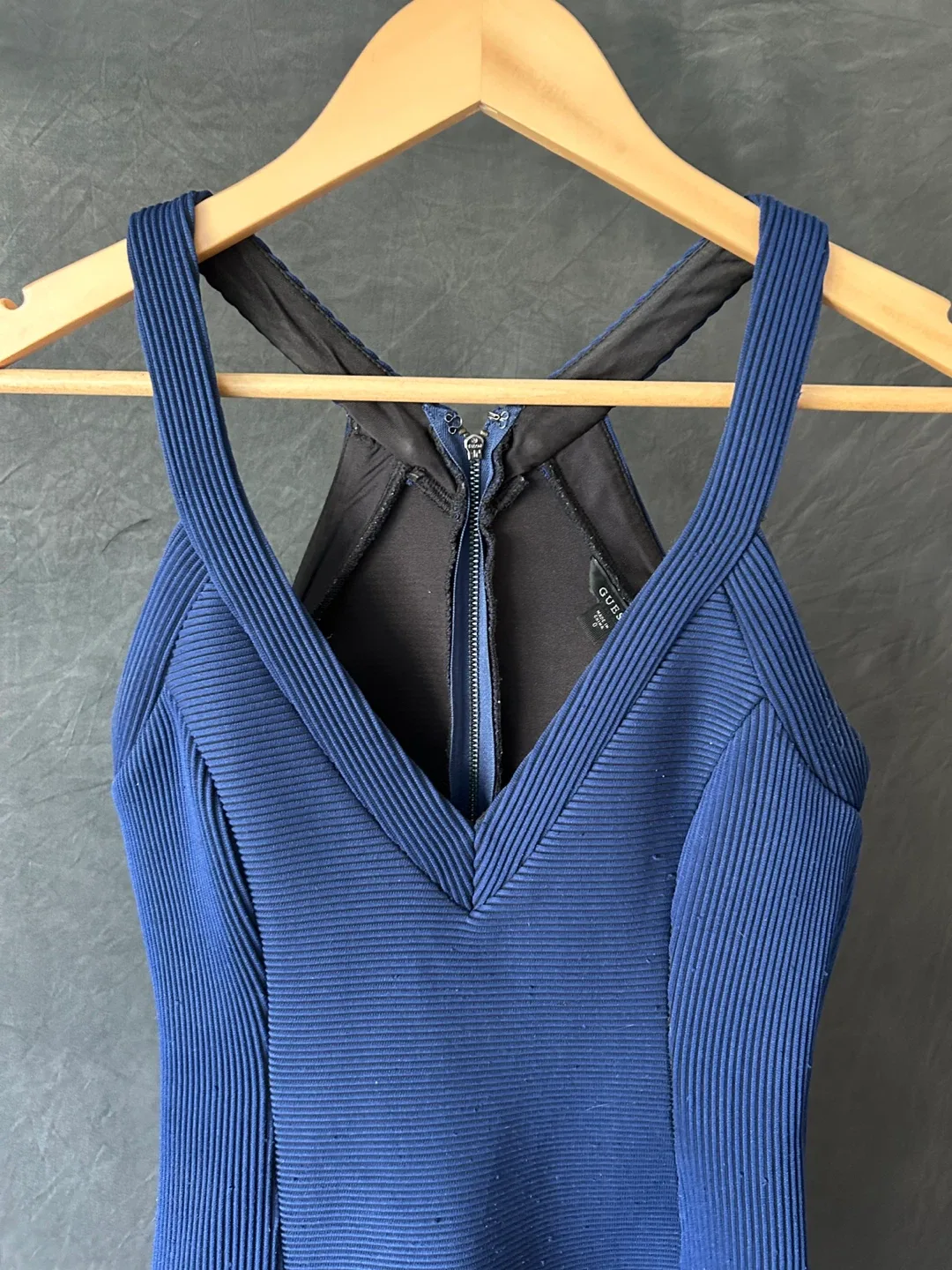Guess Blue Ribbed Bodycon Dress - Size 0 image indicator(2)