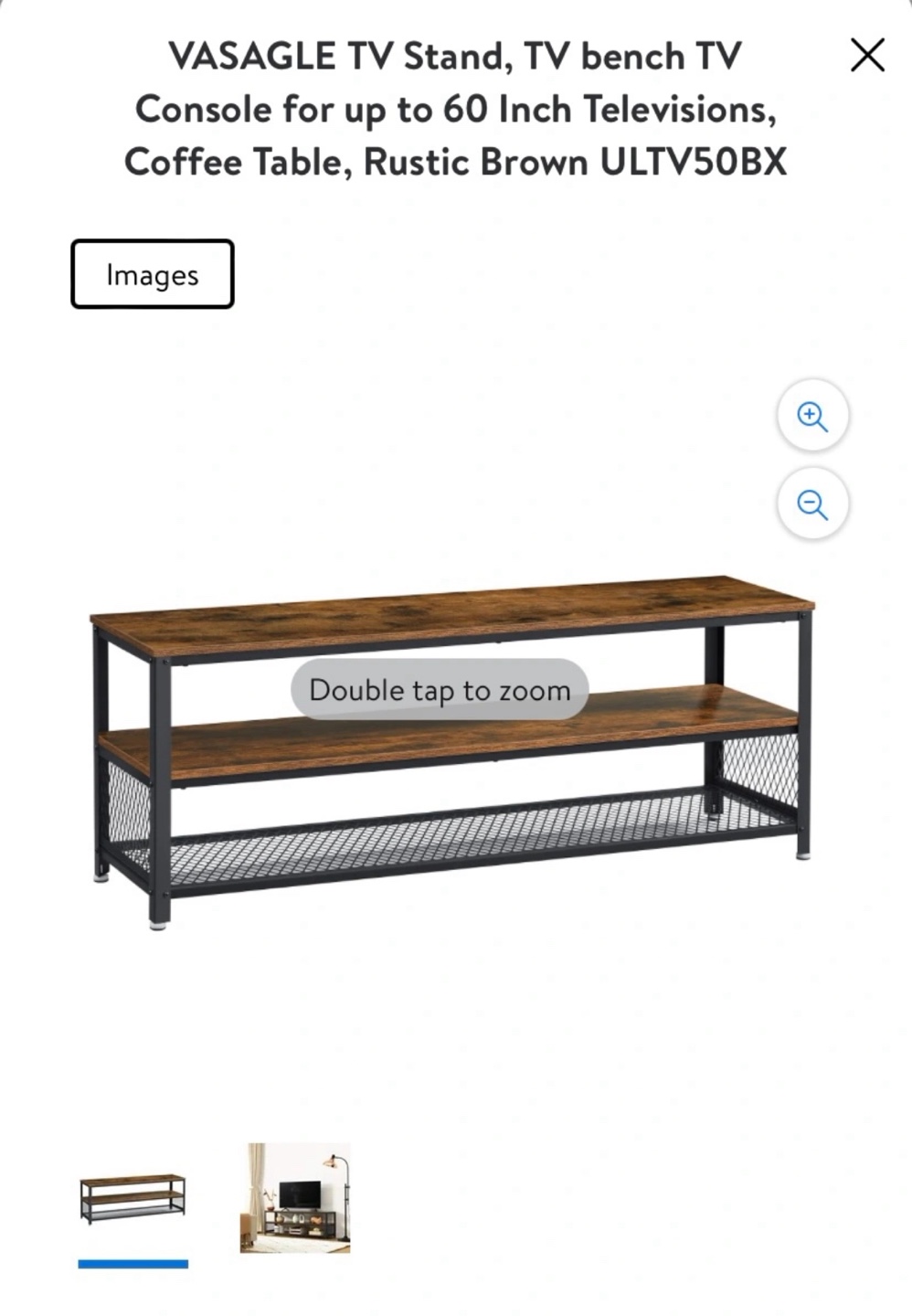 VASAGLE TV Stand, Rustic Brown ULTV50BX - photo 3