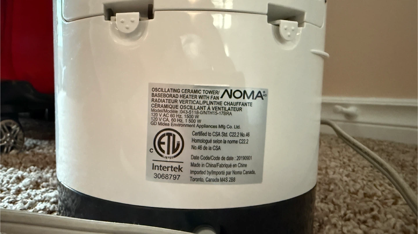 Noma Oscillating Ceramic Tower Heater 🥕 - photo 3