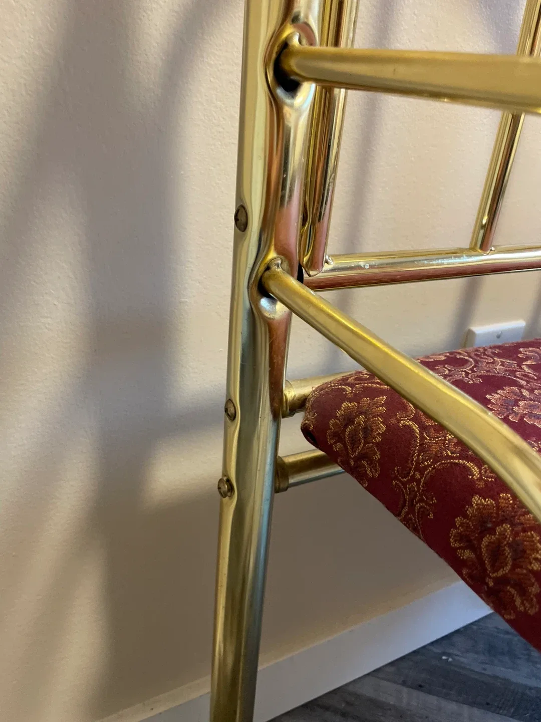 Gold Metal Bench with Red Cushion image indicator(2)