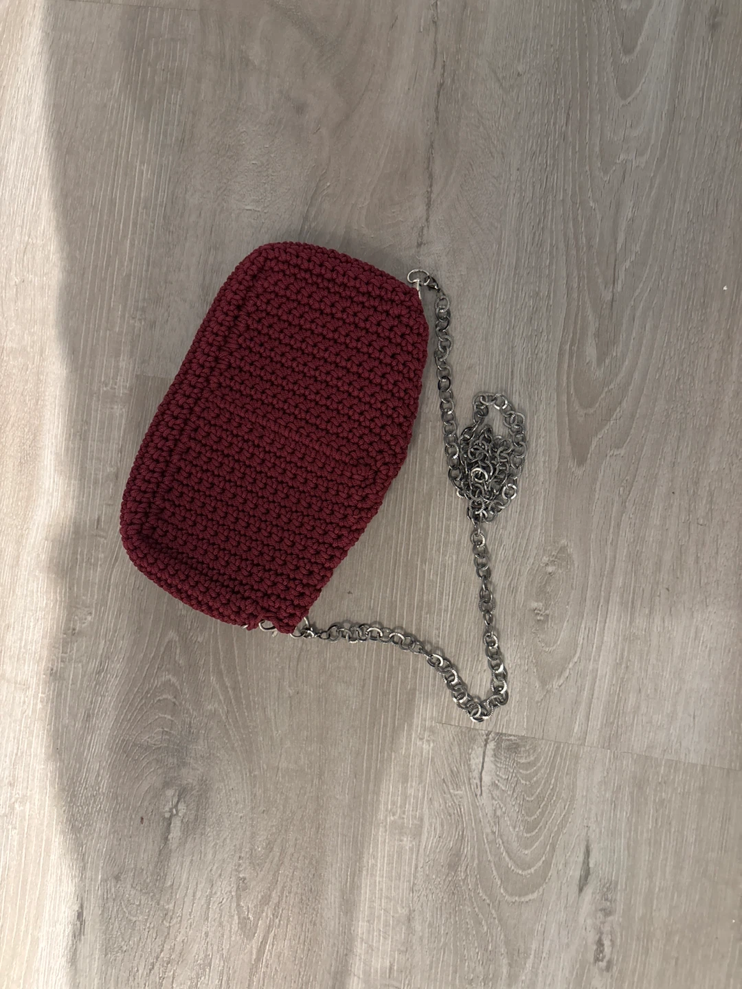 Handmade Crocheted Burgundy Chain Bag - photo 2