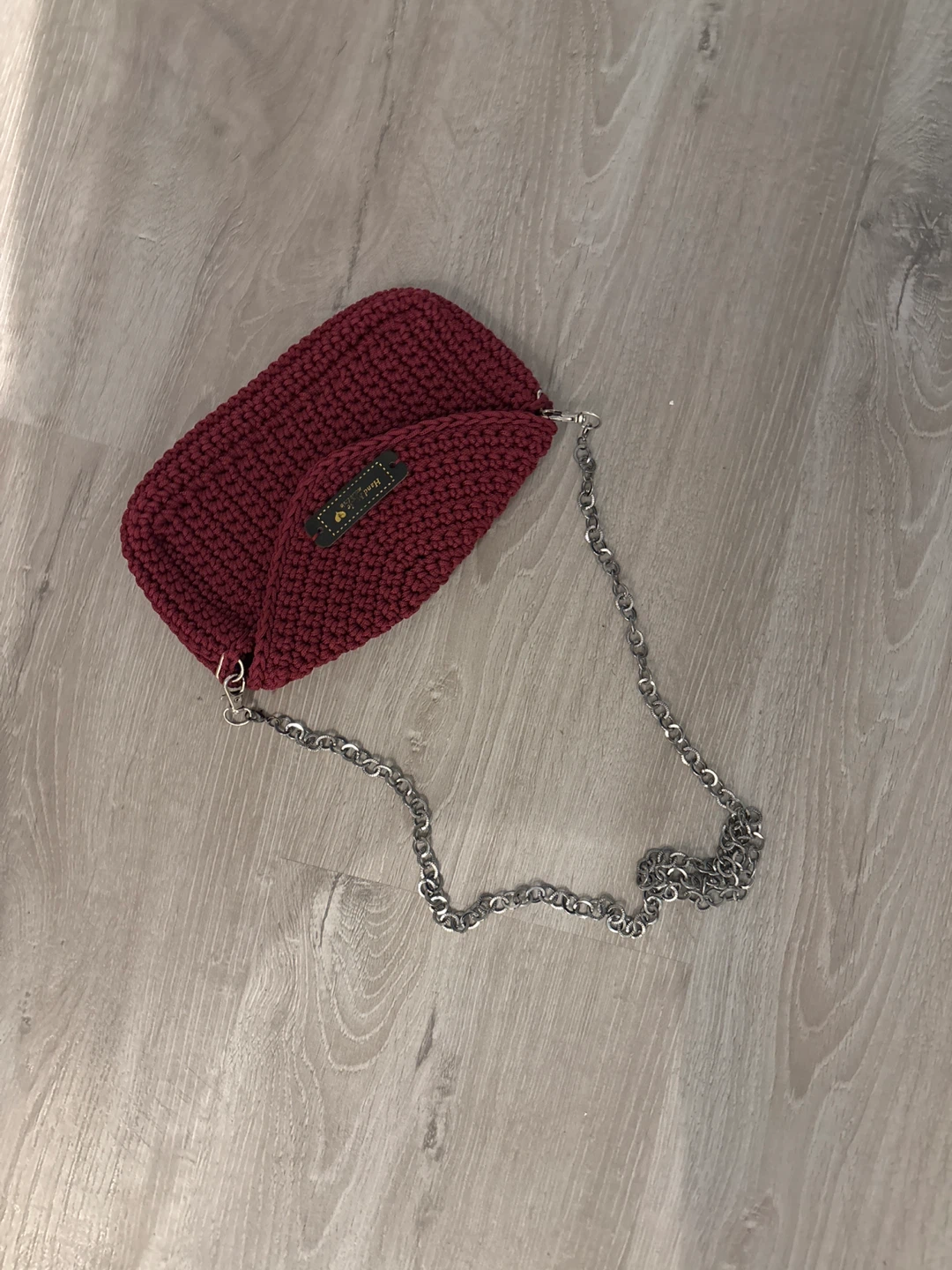 Handmade Crocheted Burgundy Chain Bag