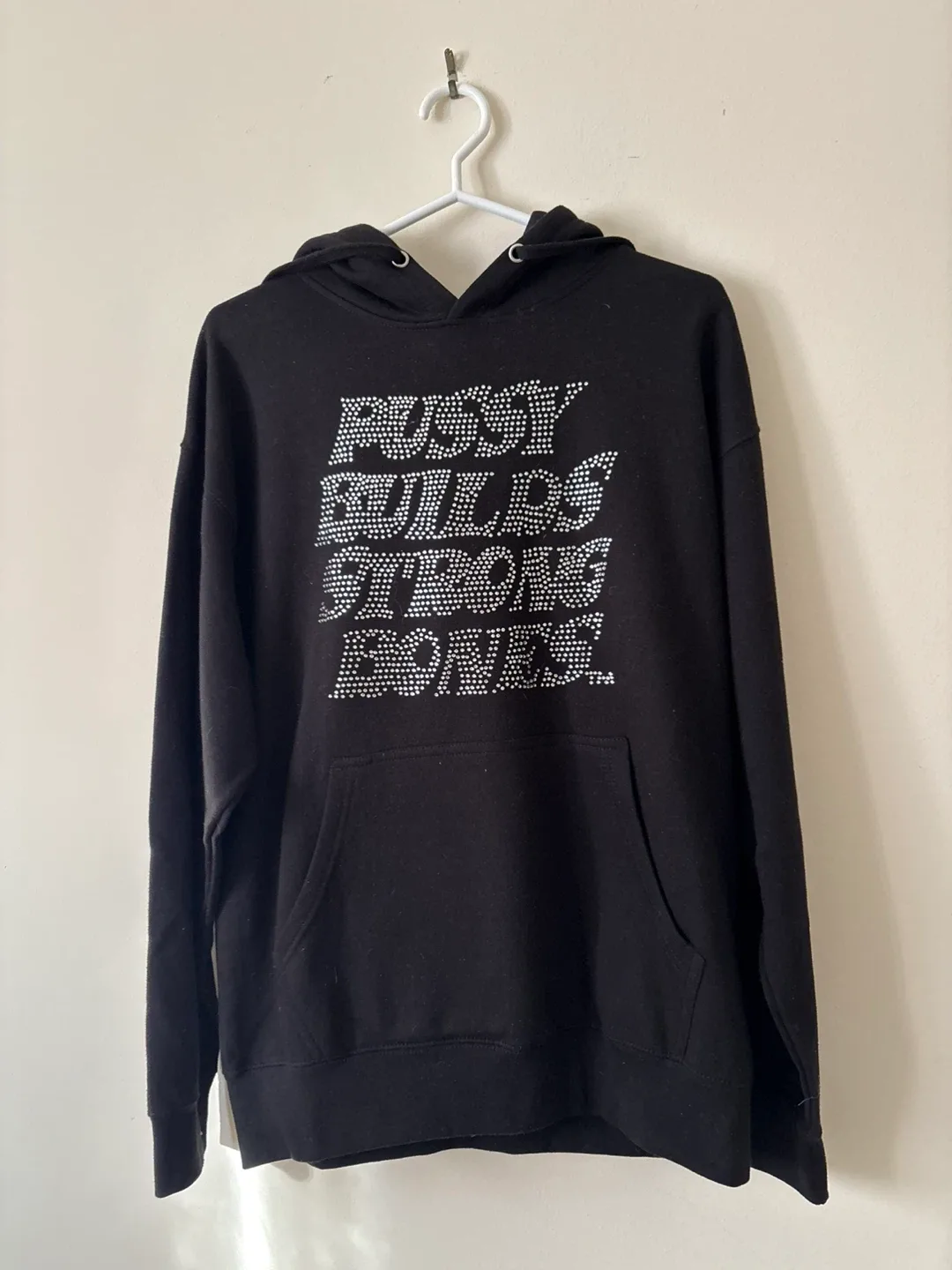 LaRopa Black Hoodie with Rhinestone Text thumbnail