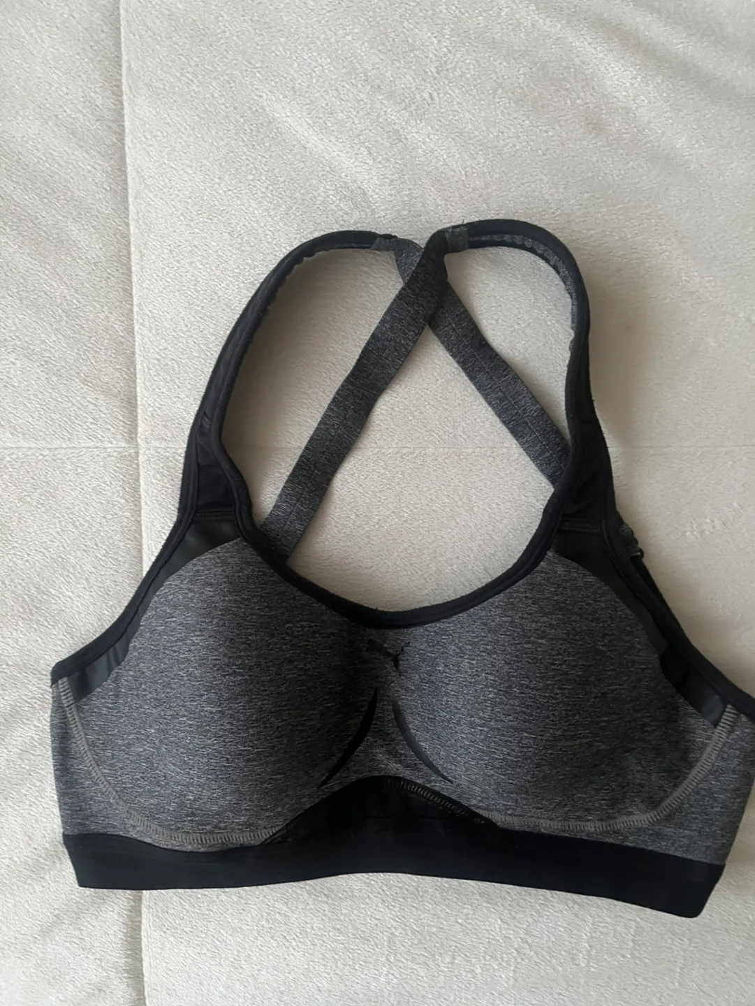 Gray Puma Pwrshape XS black and gray sweat wicking Sports Bra thumbnail