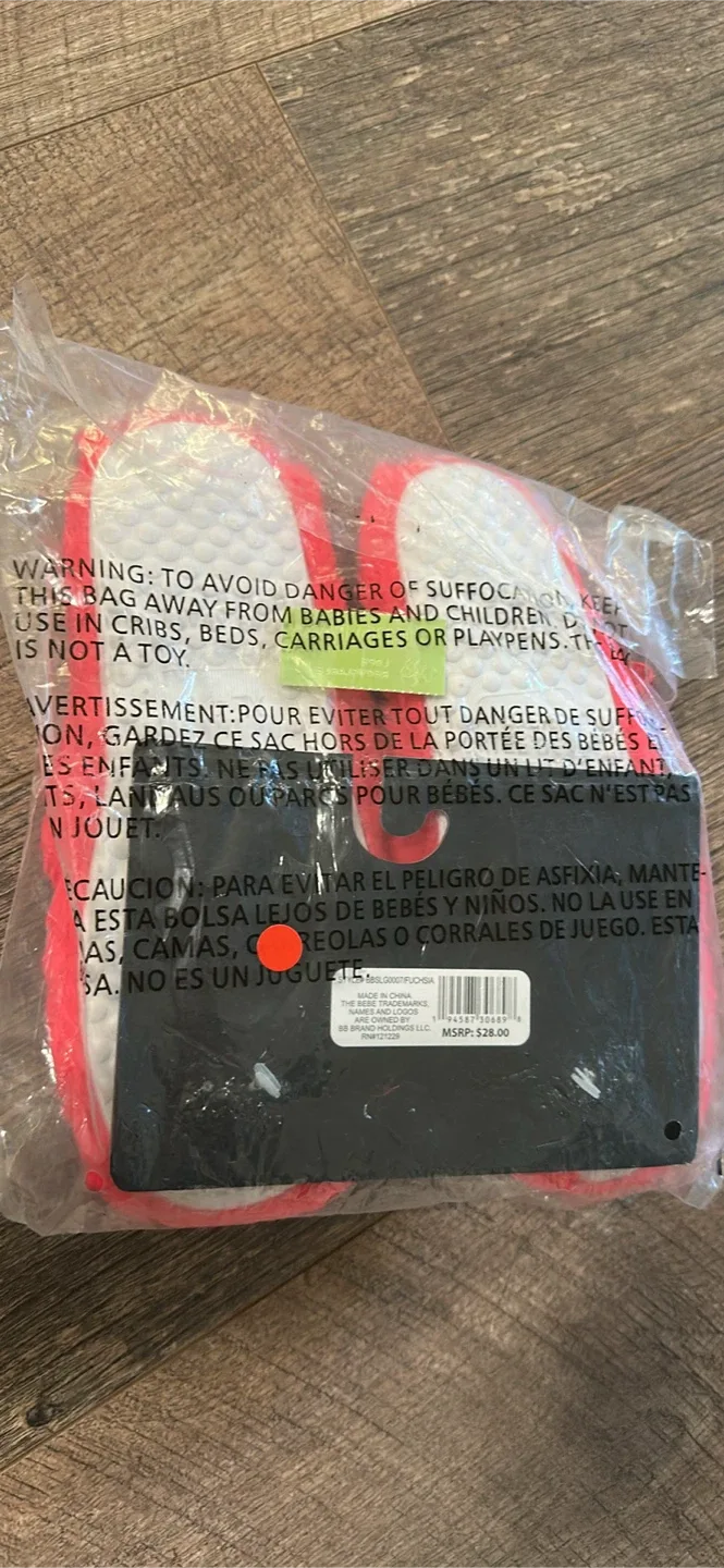 NEW Bebe Pink Rhinestone Slippers - Size 6 image indicator(3)