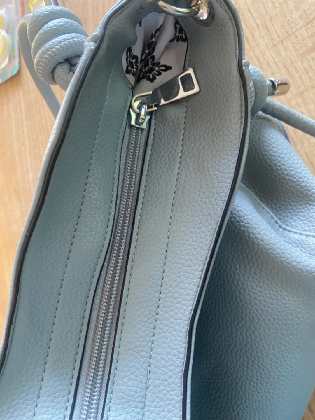 Vegan Leather Hobo Bag - Light Blue - photo 5