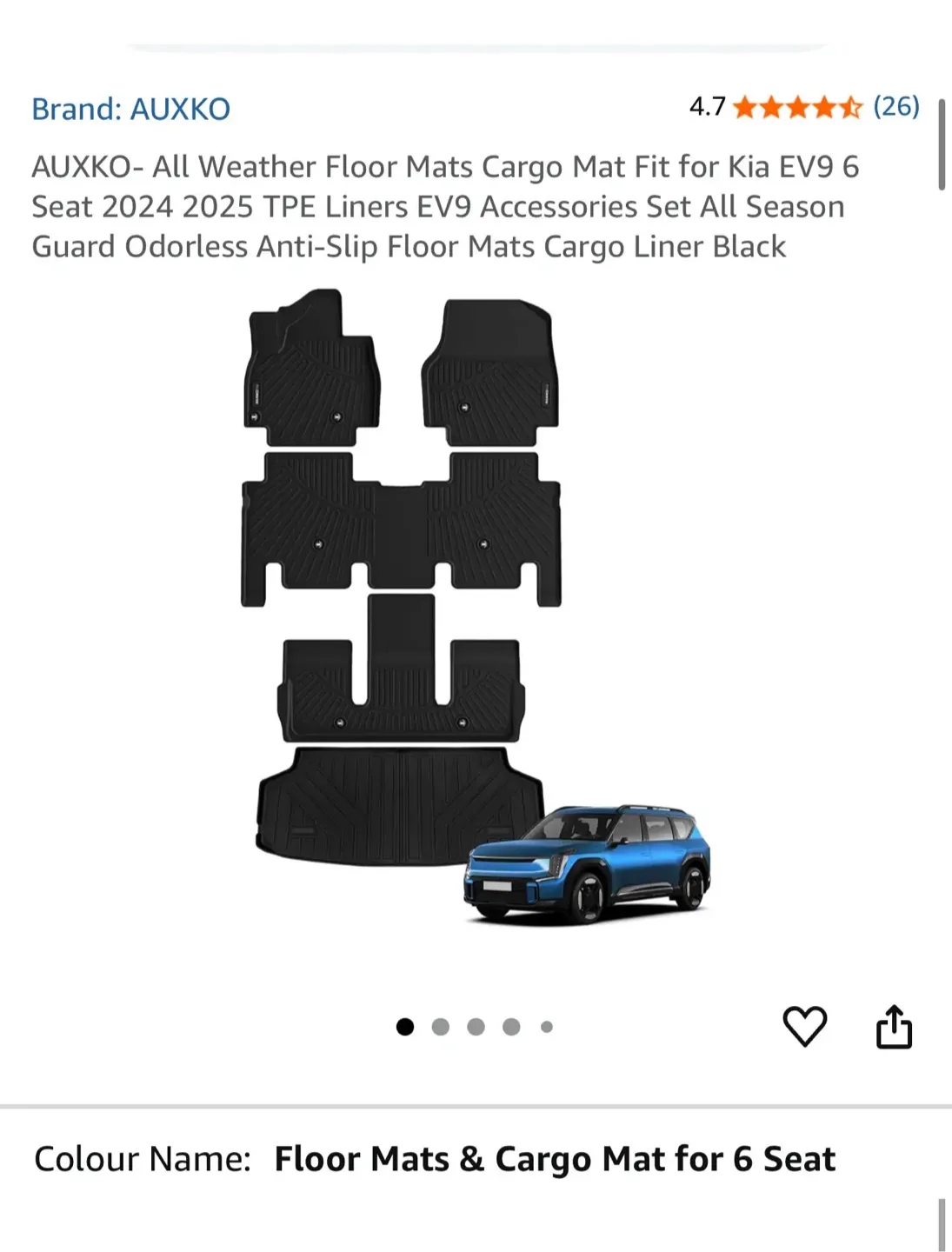 Floor Mats Cargo Mat Kia EV9 6 Seat thumbnail